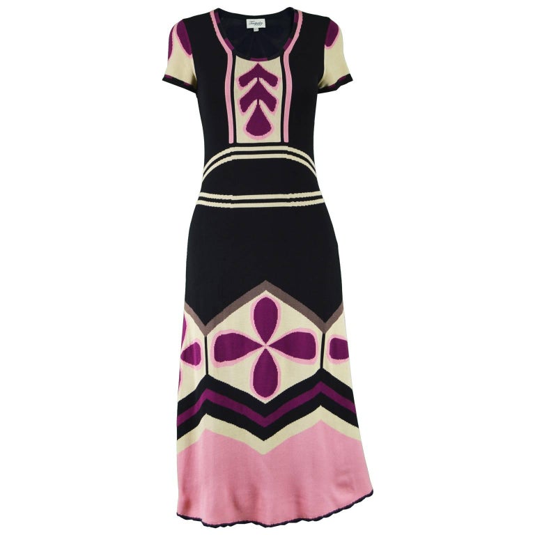 Khaki and Pink Intarsia Dress main image 1