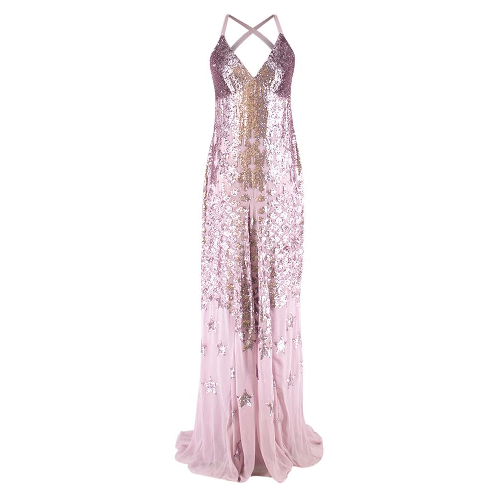 Temperley London StarletLilac Sequin-embellished Chiffon Gown S US 6 For Sale