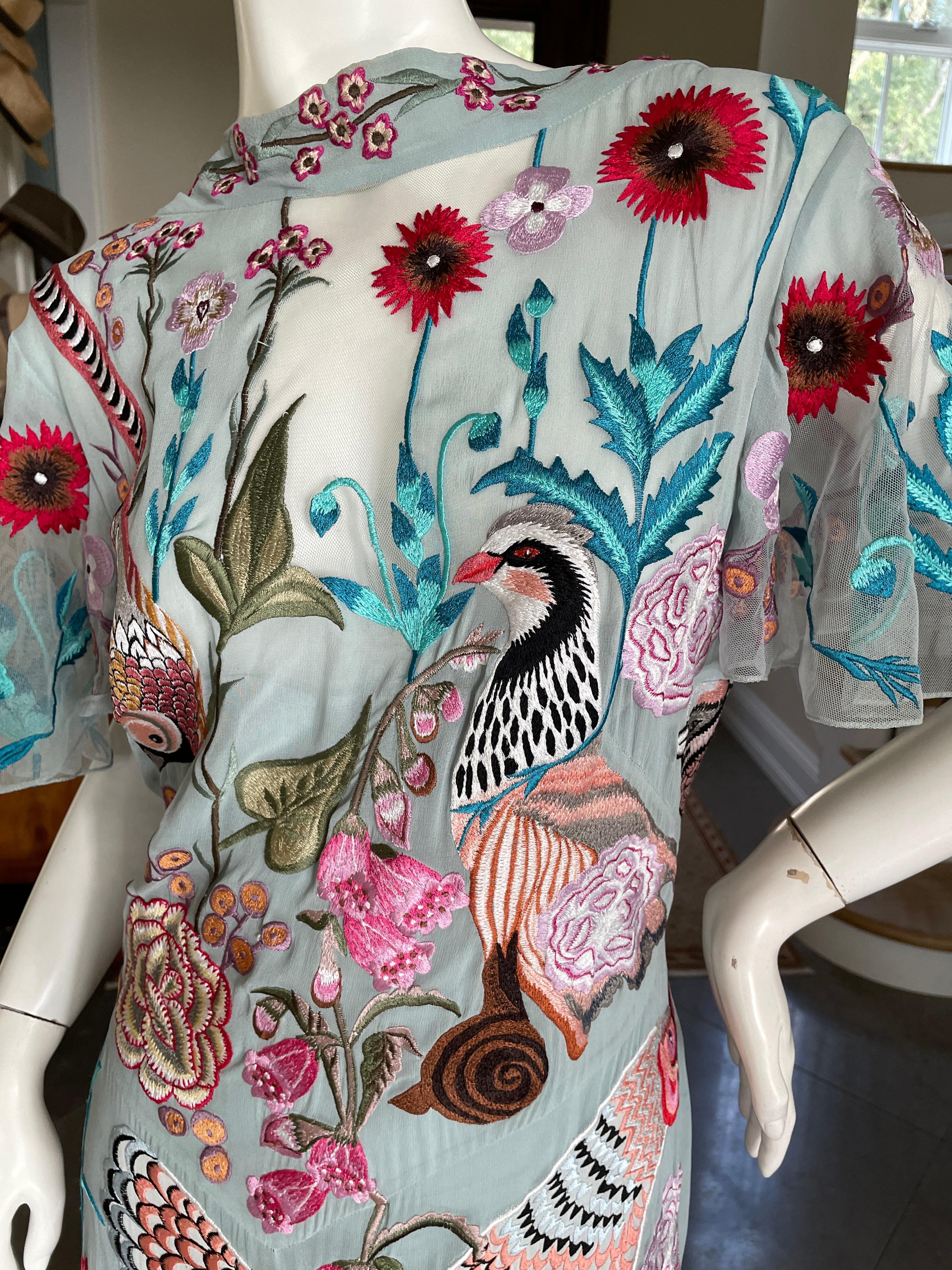 Women's Temperley London Whimsical Indian Embroidered Evening Dress with Low Cut Back For Sale