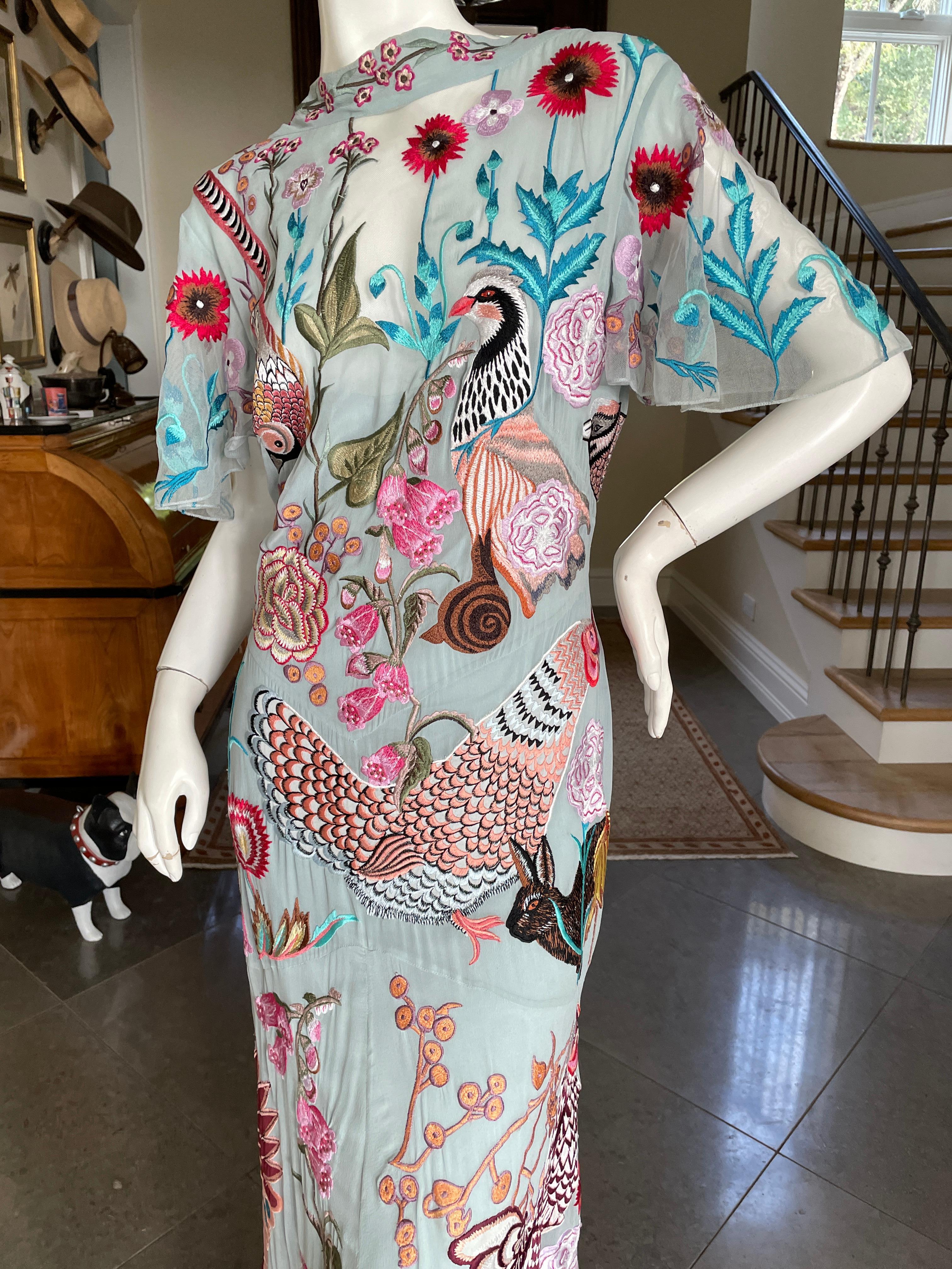 Temperley London Whimsical Indian Embroidered Evening Dress with Low Cut Back For Sale 1