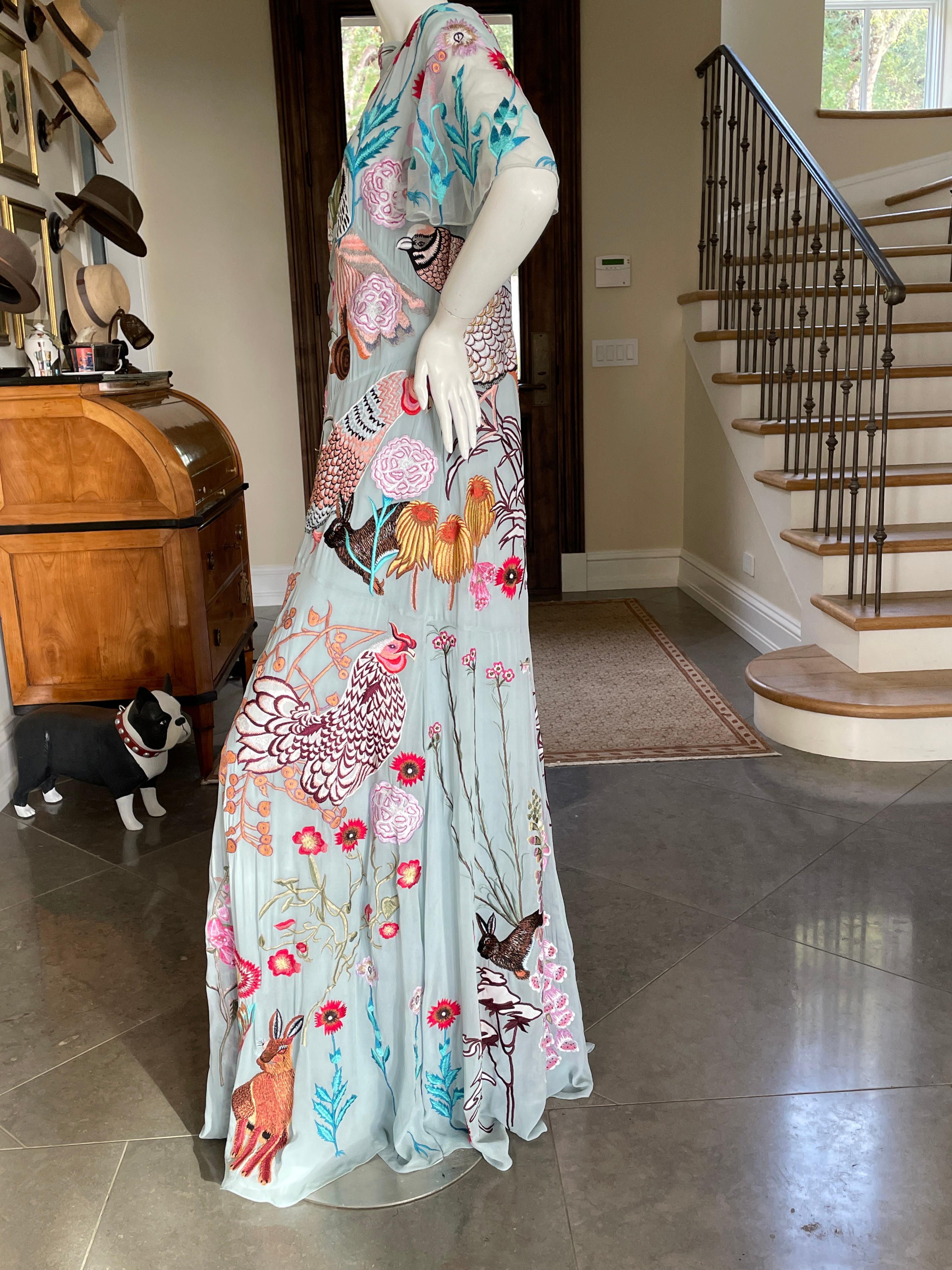 Temperley London Whimsical Indian Embroidered Evening Dress with Low Cut Back For Sale 2
