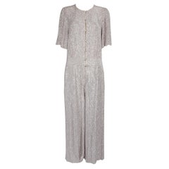 Temperley London Weißer Pailletten-Overall mit Pailletten Größe L