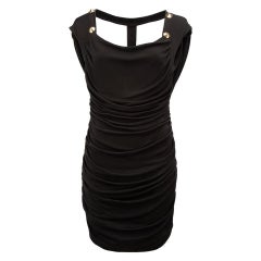 Temperley London Damen Schwarzes Oversize-Kleid mit Ohrsteckern und drapiertem Rücken