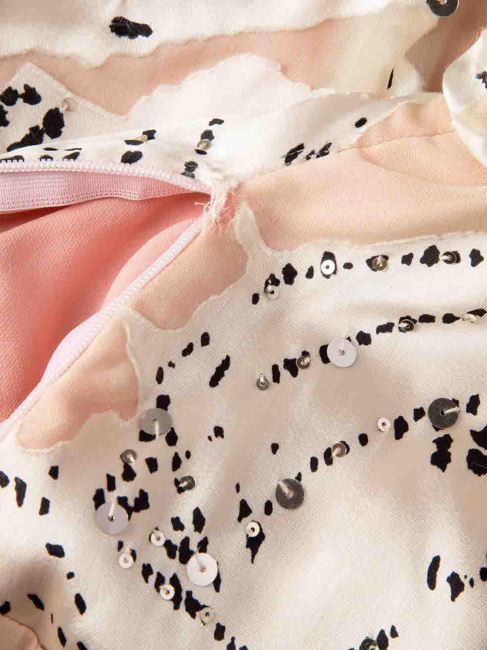 Temperley London Women's Cream & Pink Silk Sequinned Mini Dress For Sale 2