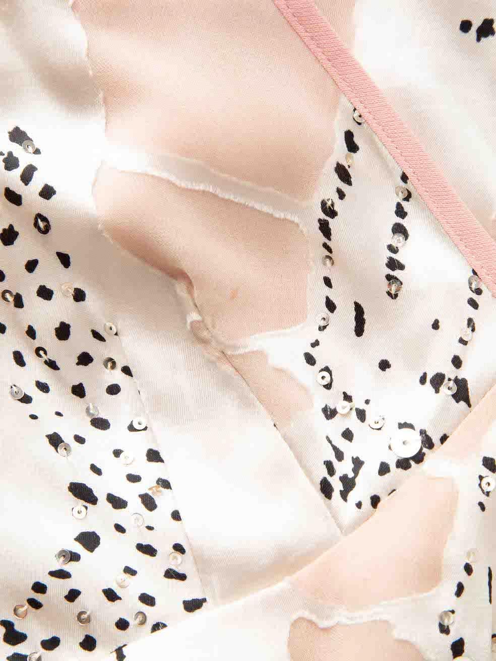 Temperley London Women's Cream & Pink Silk Sequinned Mini Dress For Sale 3