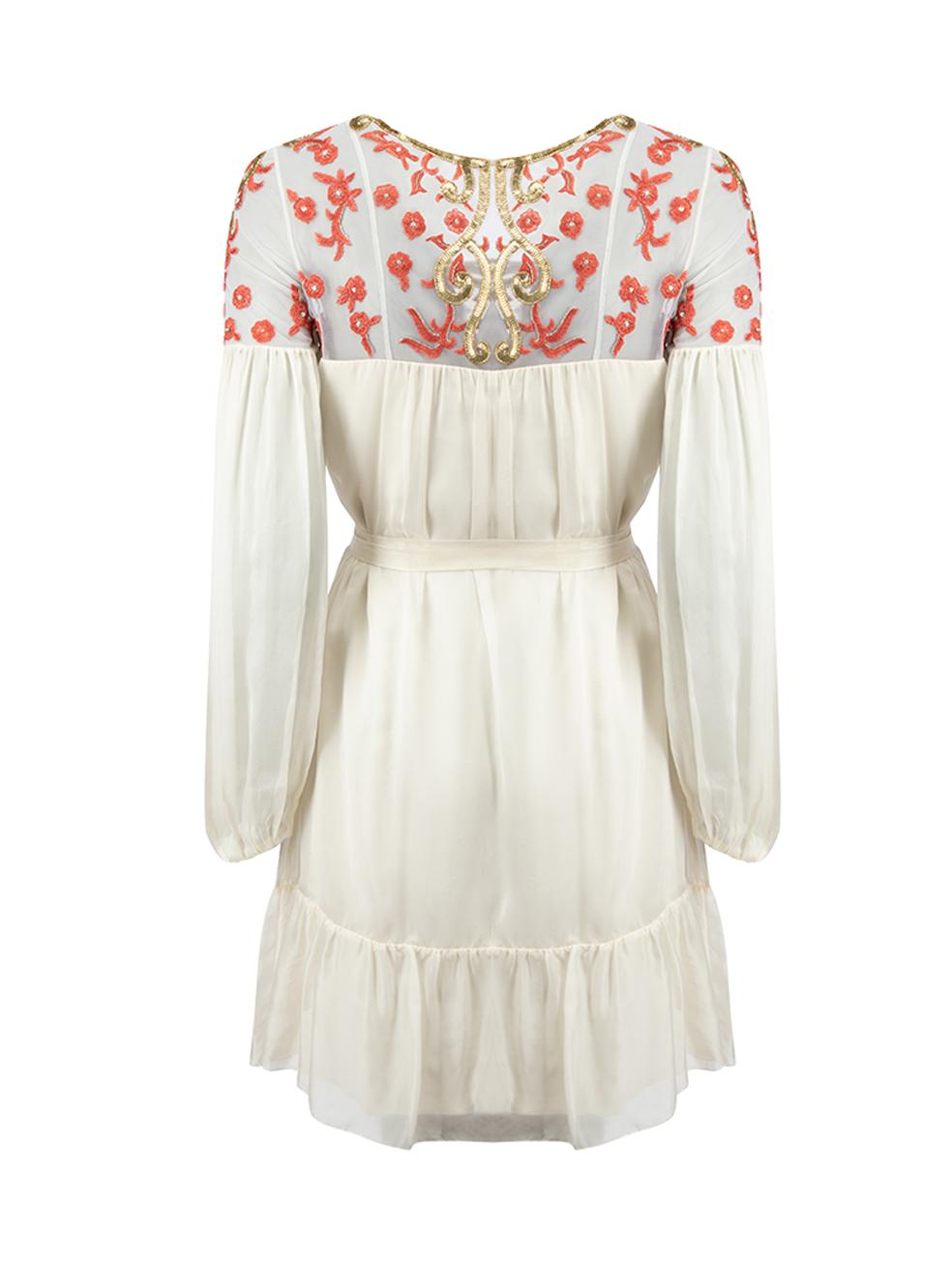 Temperley London Women's Cream Silk Floral Embroidered Mini Dress 1