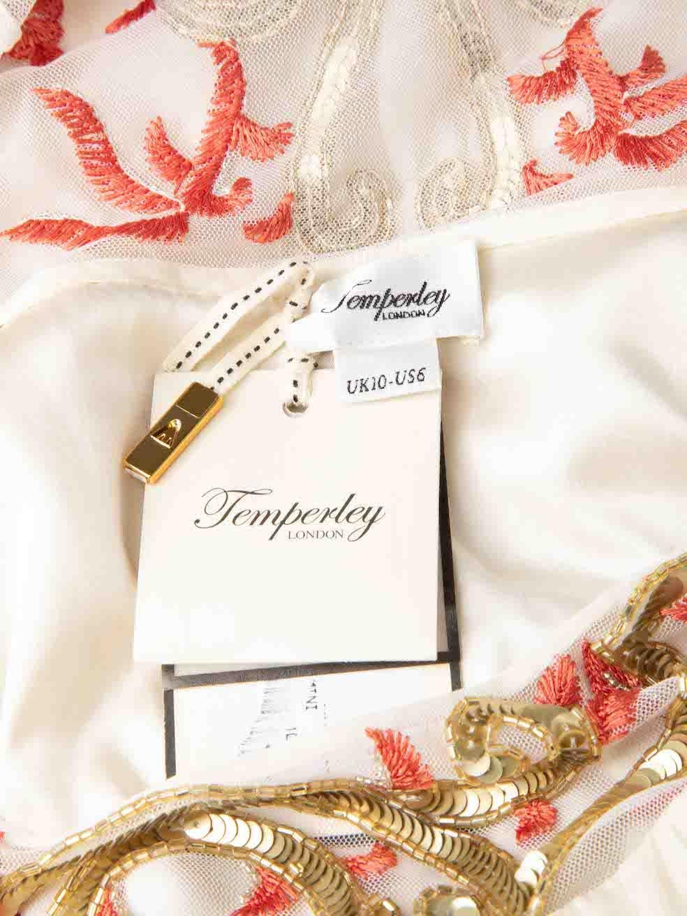 Temperley London Women's Cream Silk Floral Embroidered Mini Dress 2