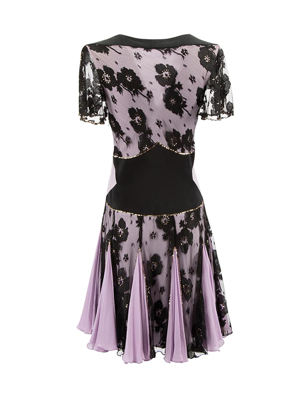 Temperley London Women's Purple Lace Overlay Mini Dress 1