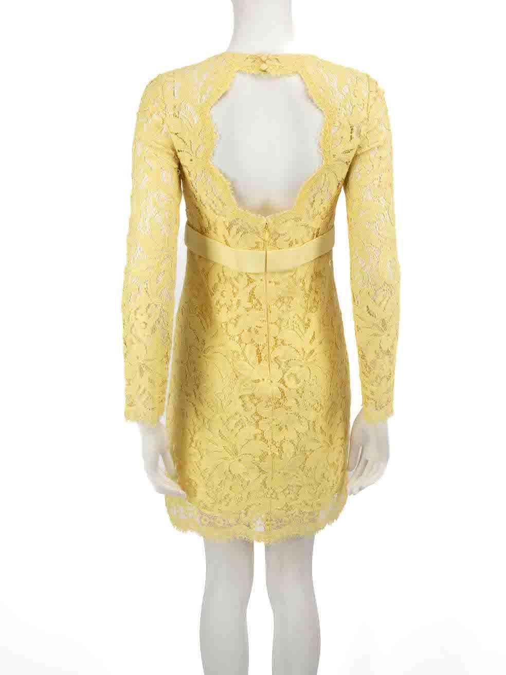 Women's Temperley London Yellow Lace Bow Accent Mini Dress Size S For Sale