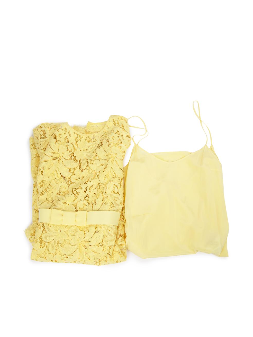 Temperley London Gelbes Minikleid mit Spitzenschleife als Akzent Größe S im Angebot 3