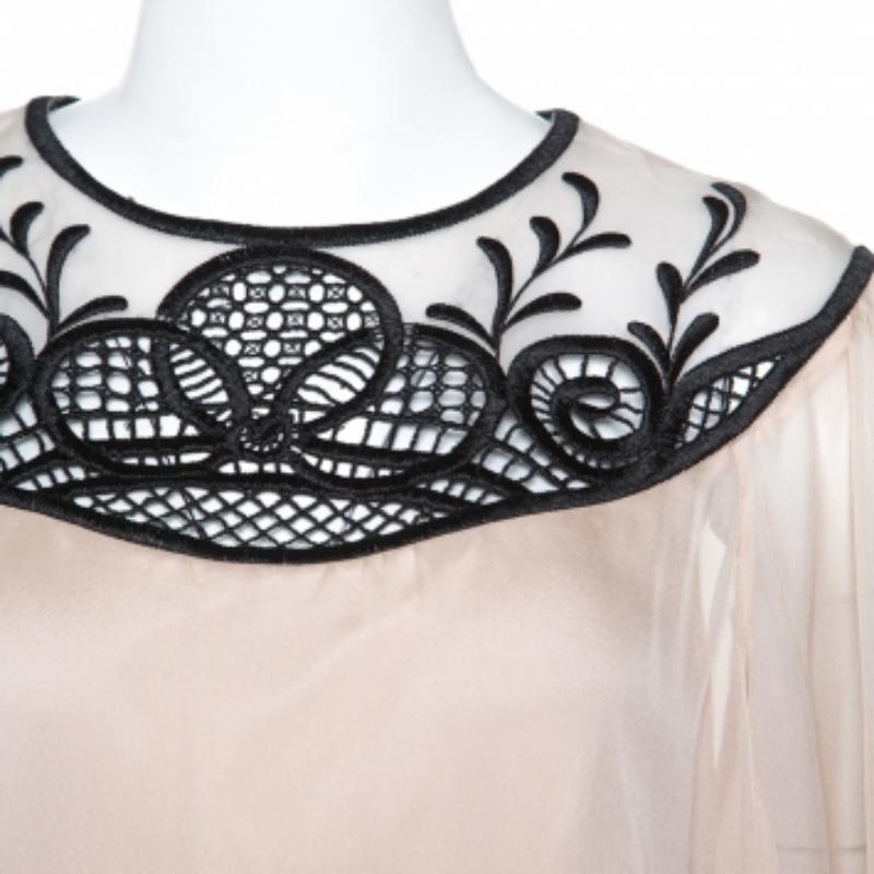 De las mujeres Temperley Blusa de gasa rosa pálido con detalle bordado en contraste L en venta
