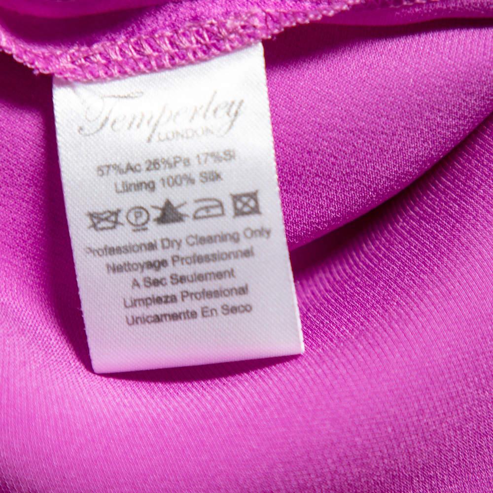Temperley - Robe midi ceinturée à épaules dénudées et à volants en satin violet, taille M Pour femmes en vente