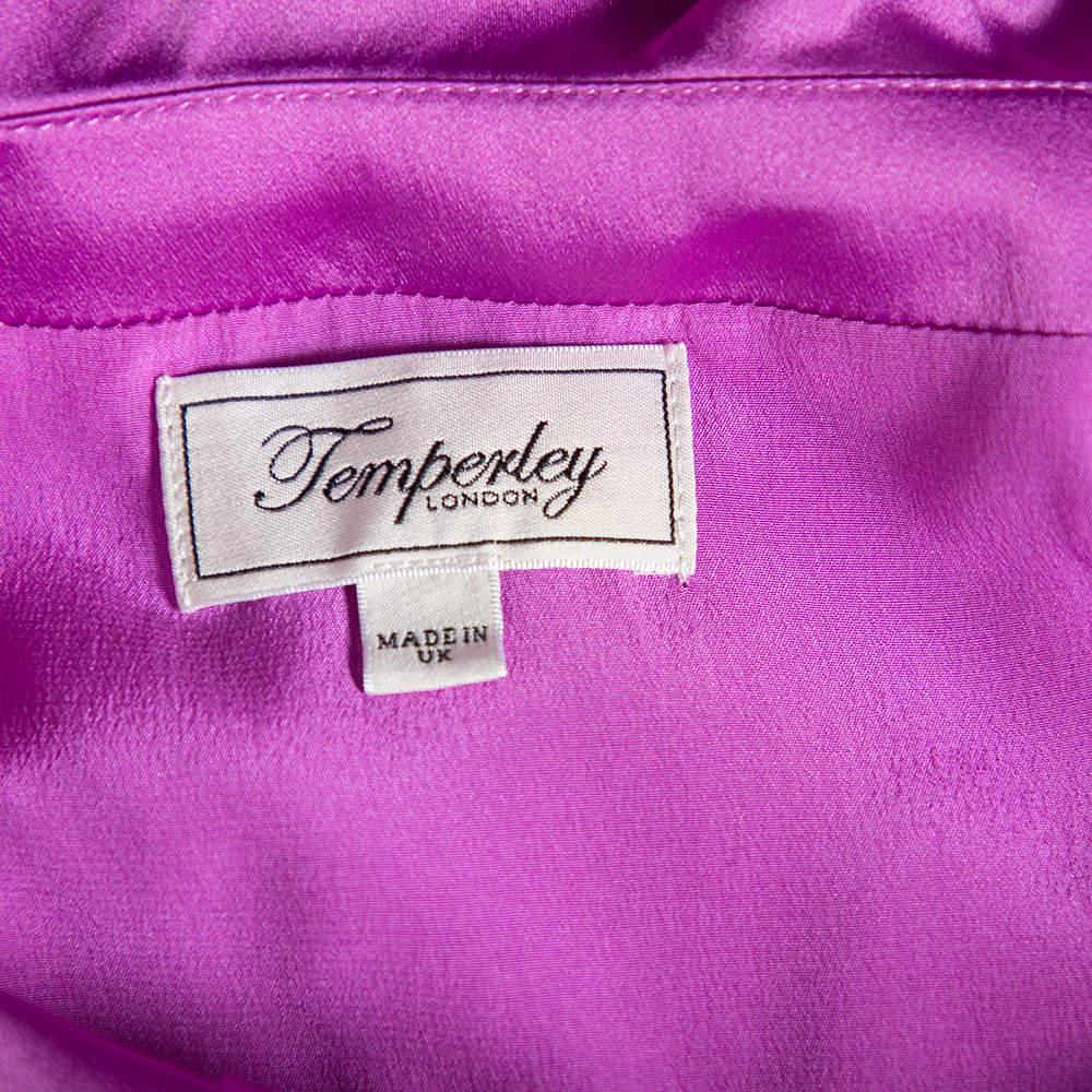 Temperley - Robe midi ceinturée à épaules dénudées et à volants en satin violet, taille M en vente 1