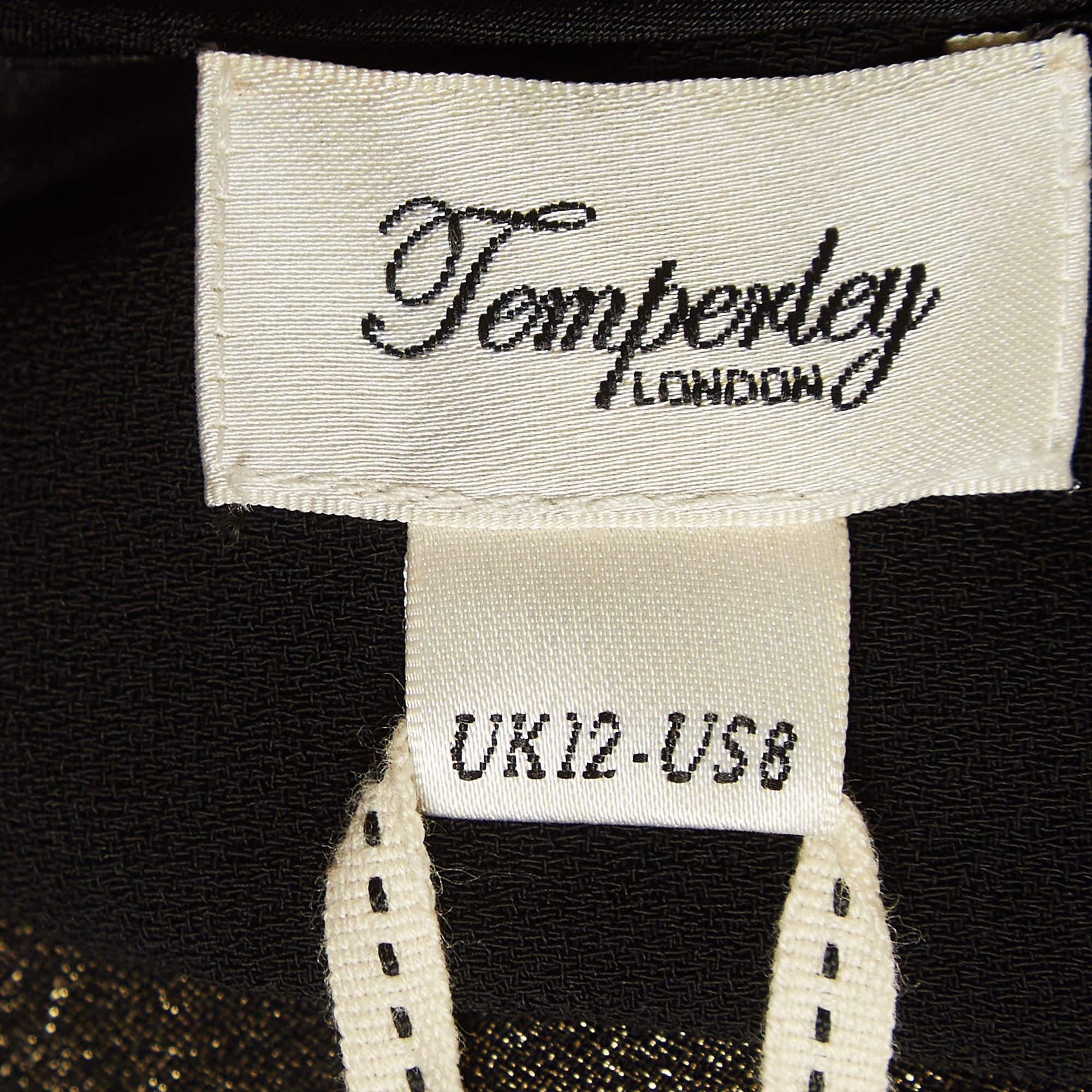 Temperly London Gold Lurex Midi Dress M For Sale 1
