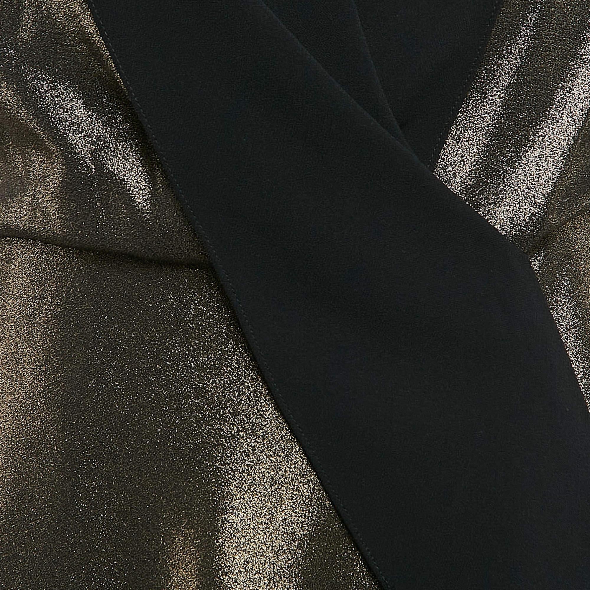 Temperly London Metallic Lamé V-Ausschnitt Edom Minikleid M (Schwarz) im Angebot