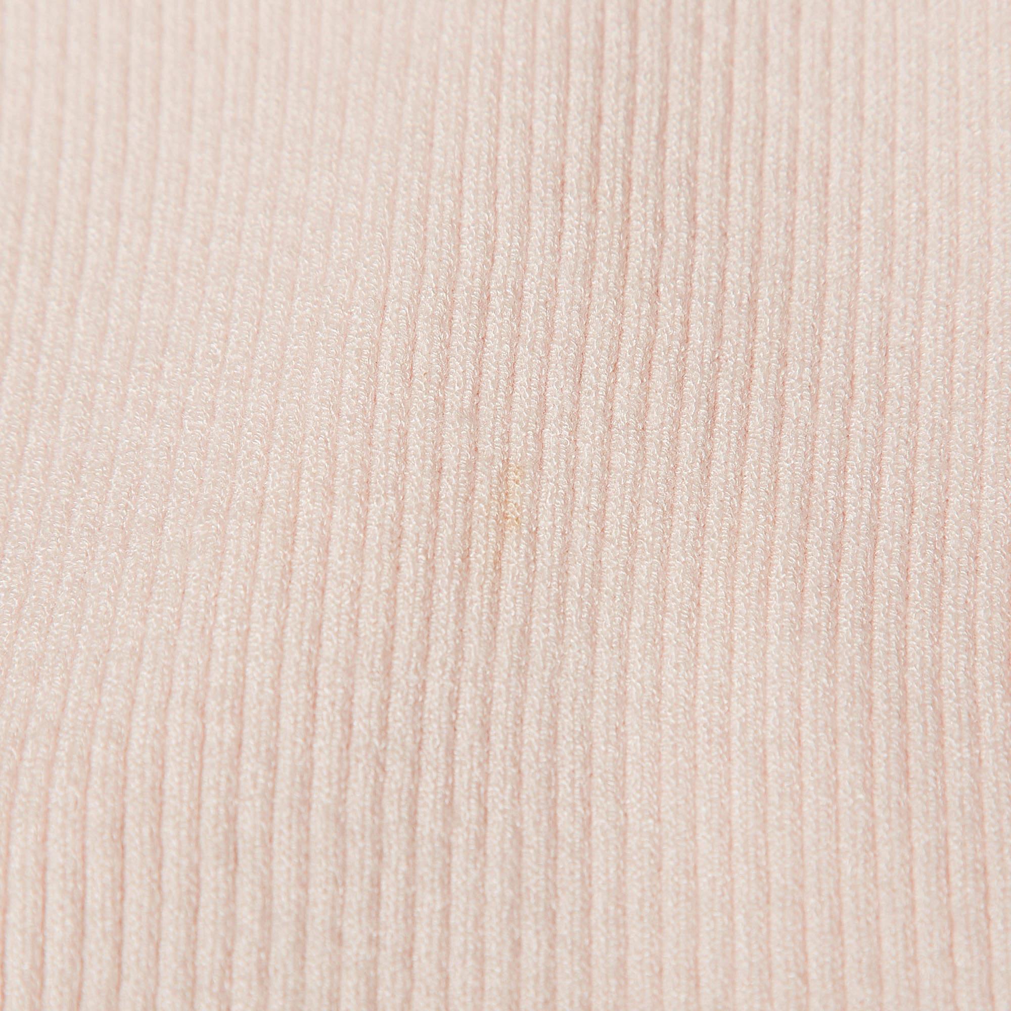 Beige Temperly london Pink Rib Knit Round Neck Sweater M For Sale