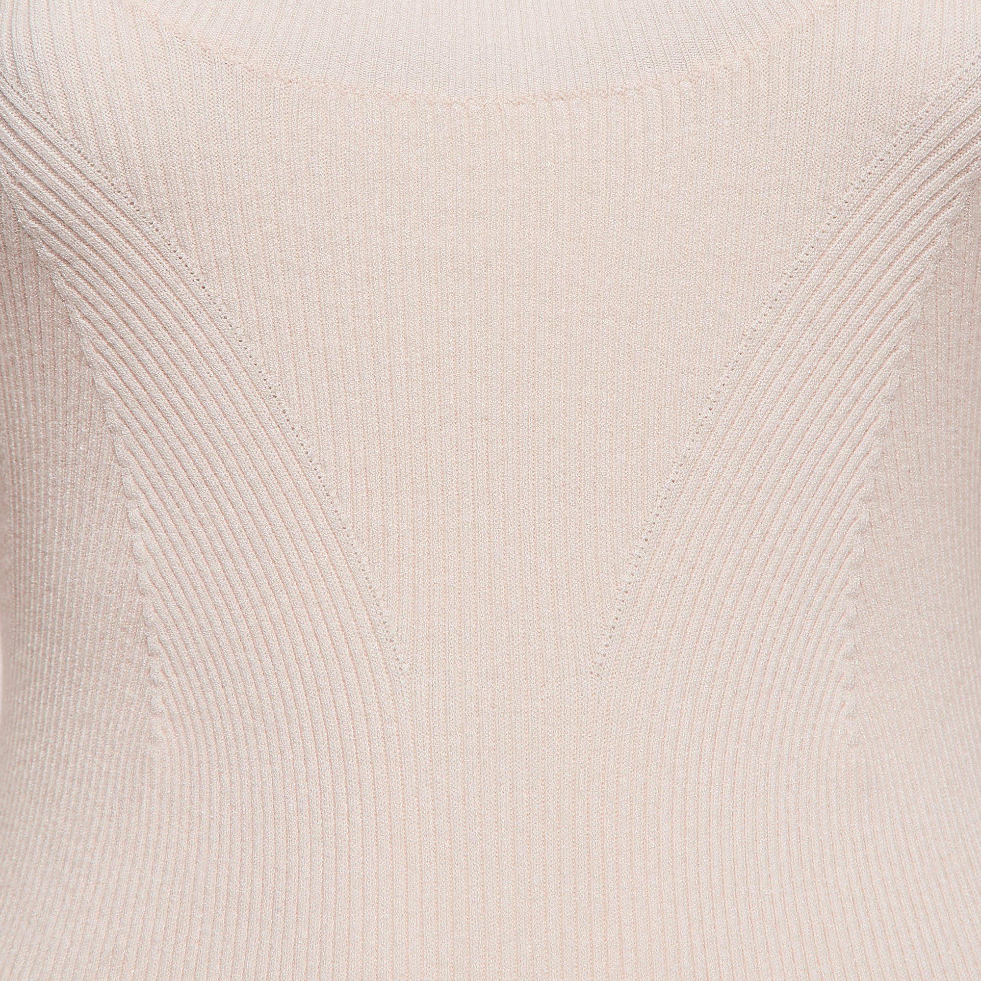 Temperly london Pink Rib Knit Round Neck Sweater M In Good Condition For Sale In Dubai, Al Qouz 2