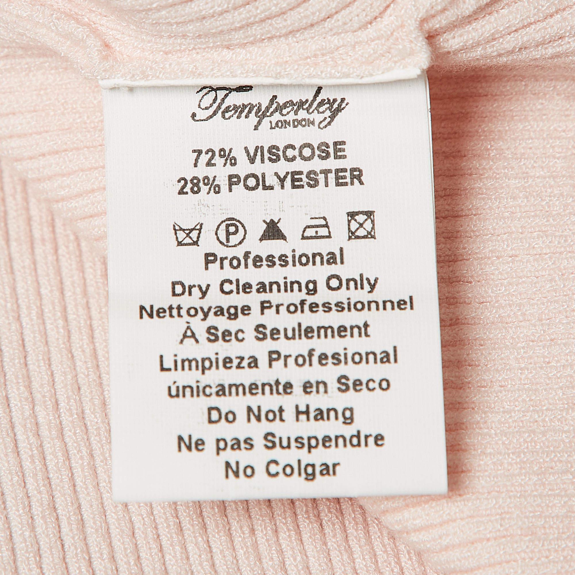 Temperly london Pink Rib Knit Round Neck Sweater M For Sale 1