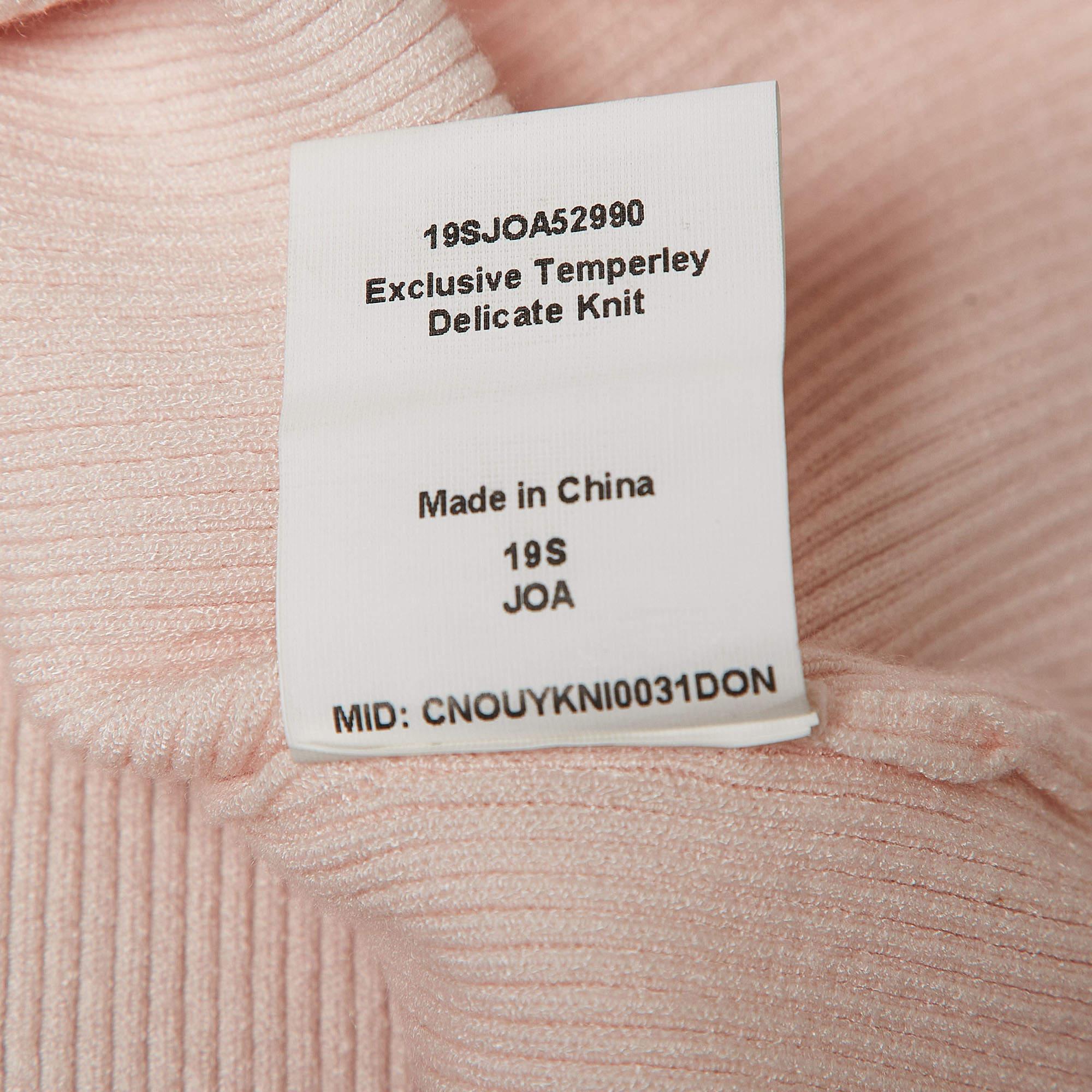 Temperly london Pink Rib Knit Round Neck Sweater M For Sale 2
