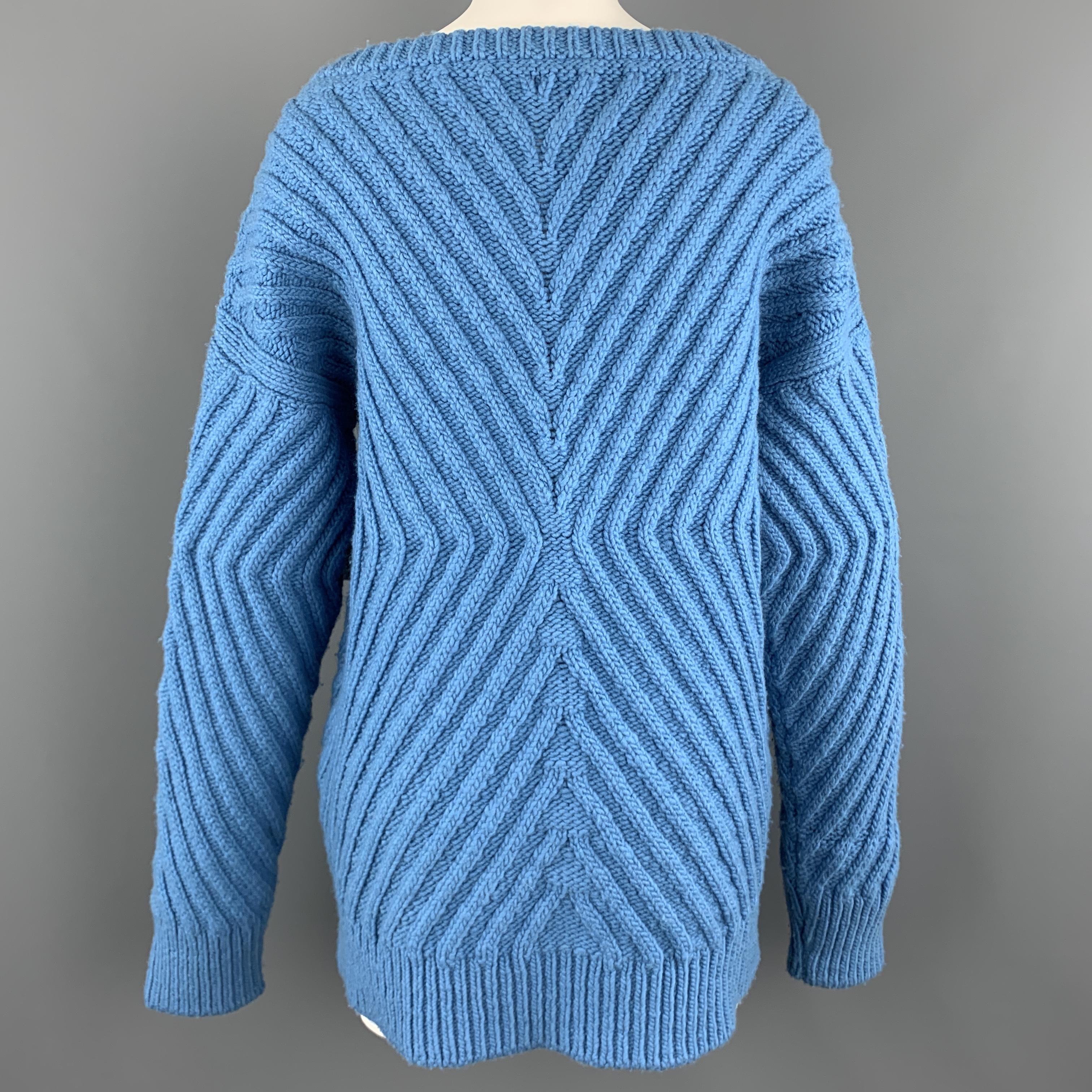 Women's TEMPEST+ BENTLEY Size S Blue Ribbed X Pattern Oversized Wool Sweater