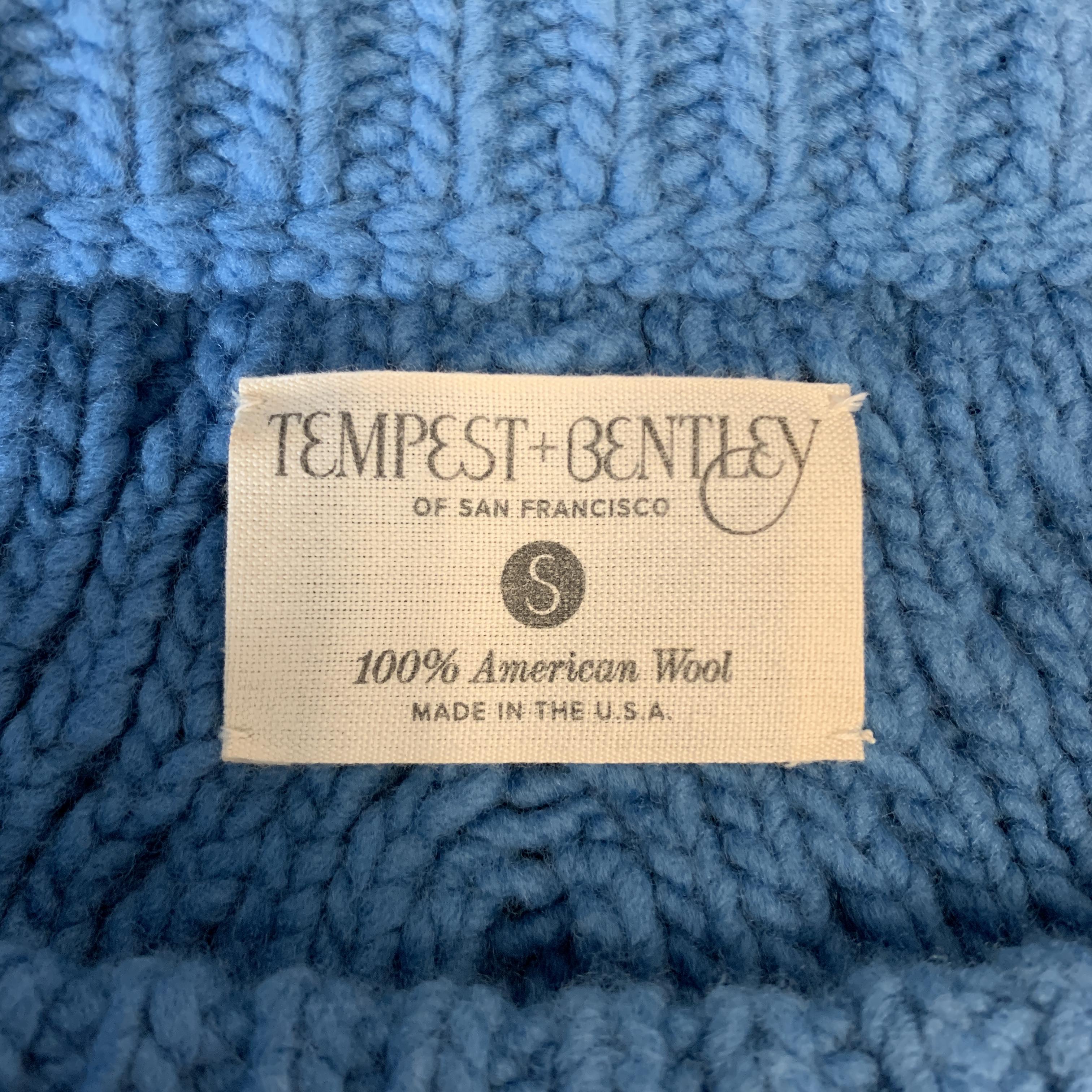 TEMPEST+ BENTLEY Size S Blue Ribbed X Pattern Oversized Wool Sweater 1