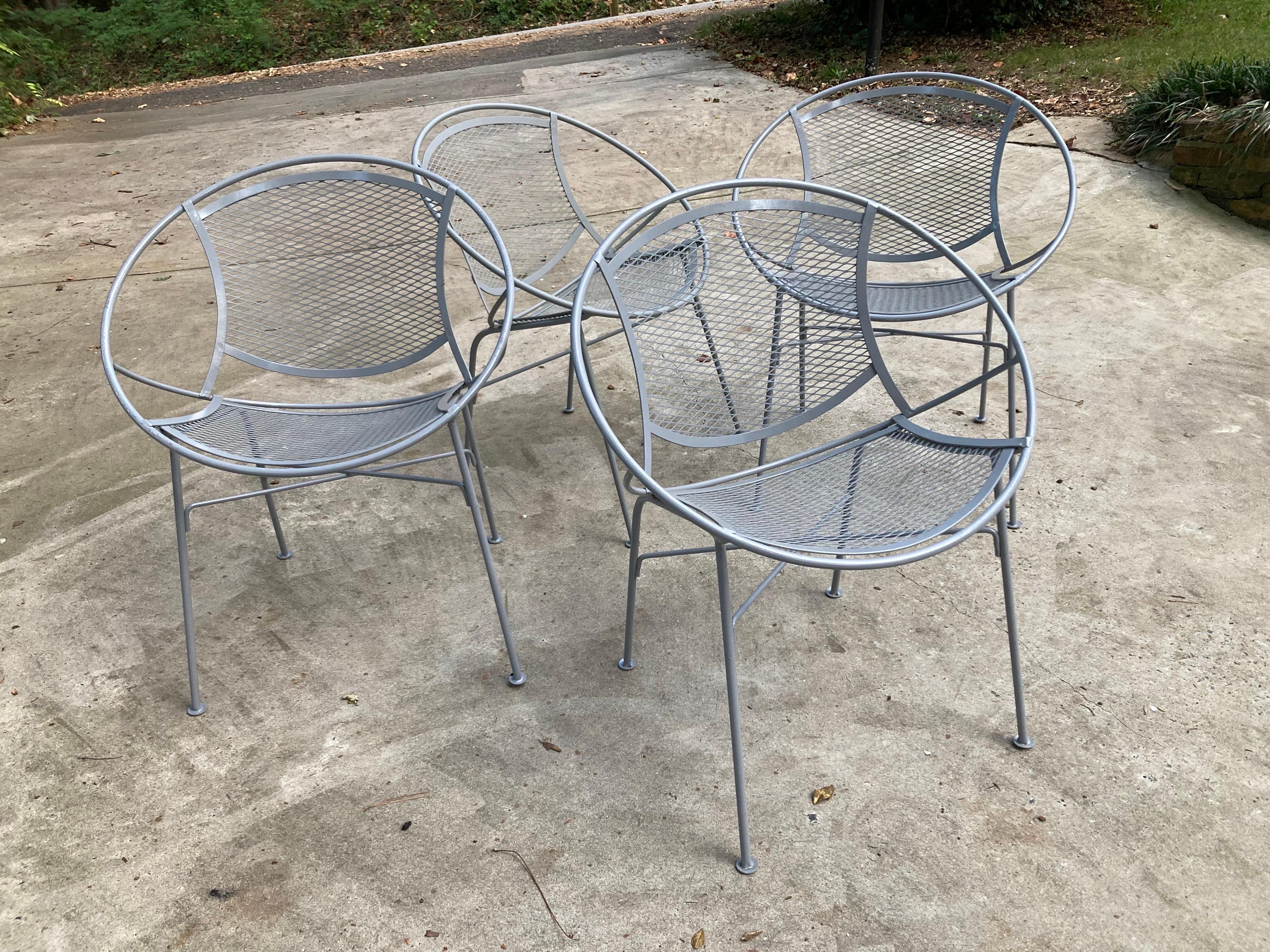 Iron tempestini for salterini gray radar chairs - set of 4 For Sale