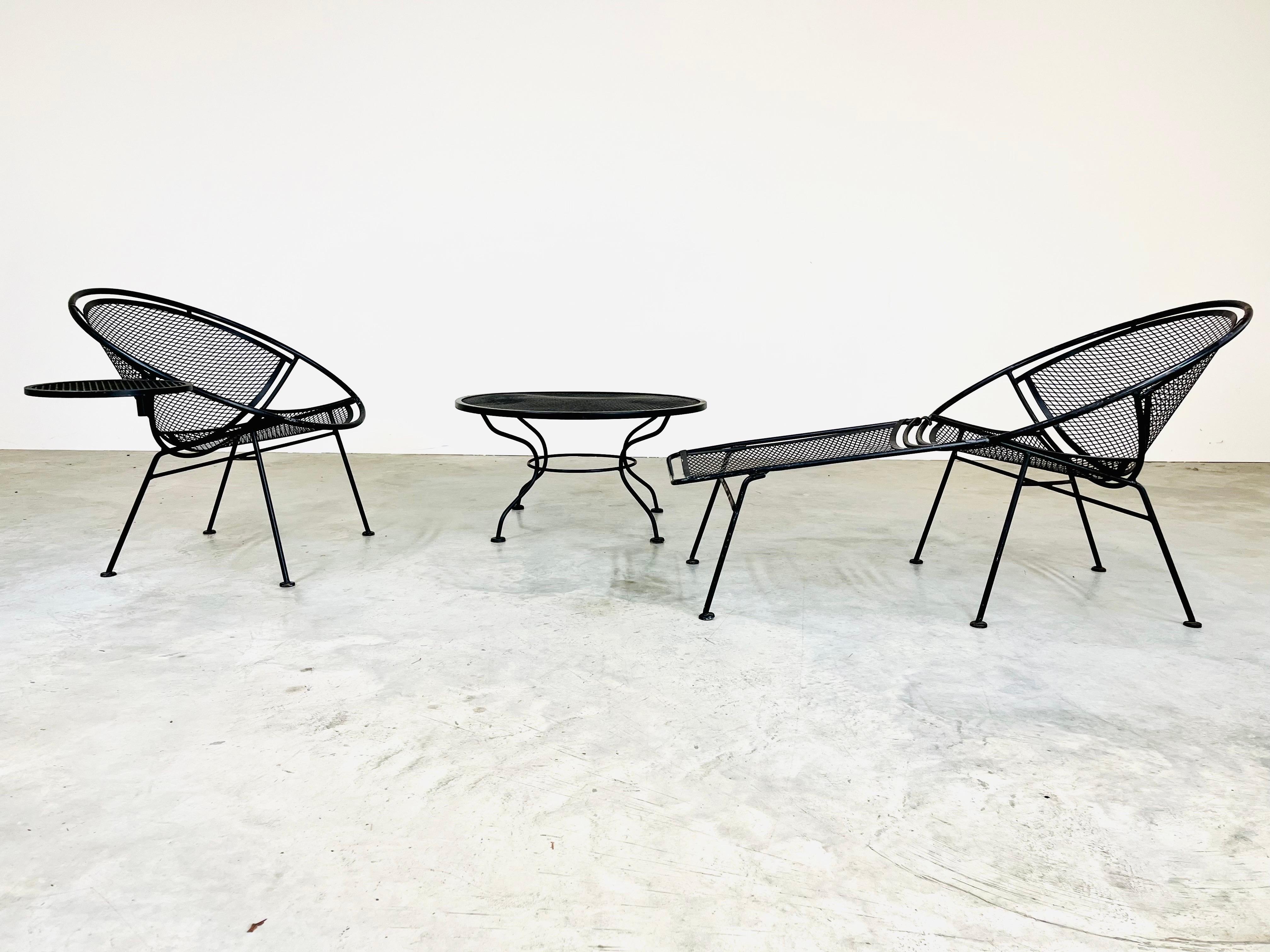 Mid-Century Modern Tempestini for Salterini Radar Chaise & Lounge Chair with Cocktail Table Set
