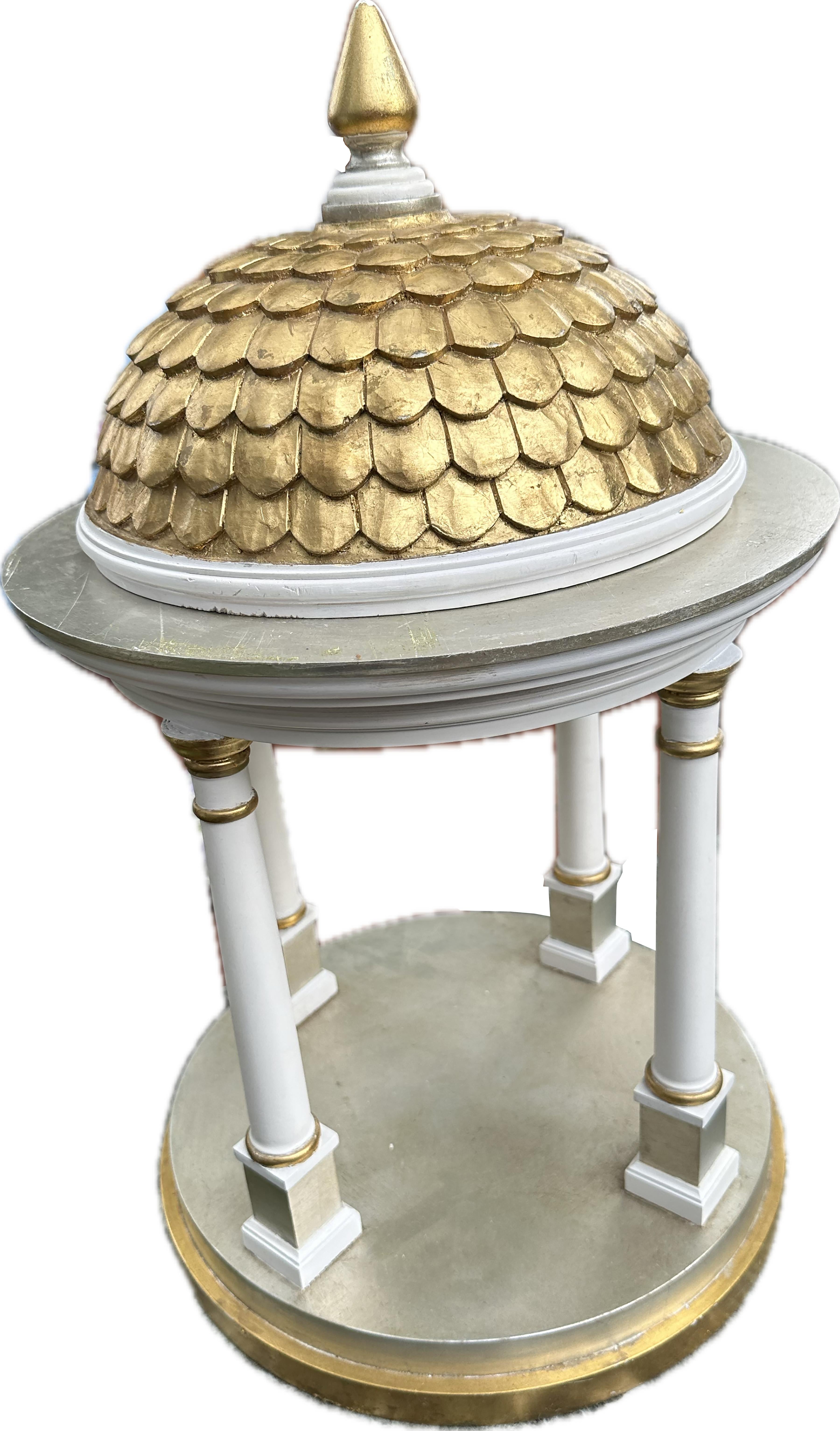 Wood Tempietto Style Gazebo Model with Gilt Romanesque Dome For Sale