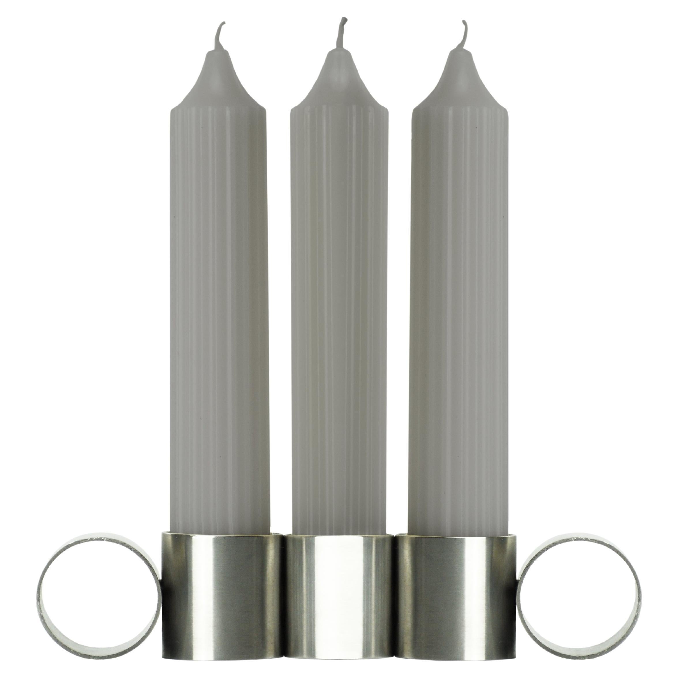 "Tempio Del Tempo N°3" Stainless Steel Candleholder and Glass Vase by COKI For Sale