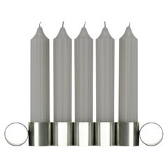 "Tempio Del Tempo N°5" Stainless Steel Candleholder and Glass Vase by COKI