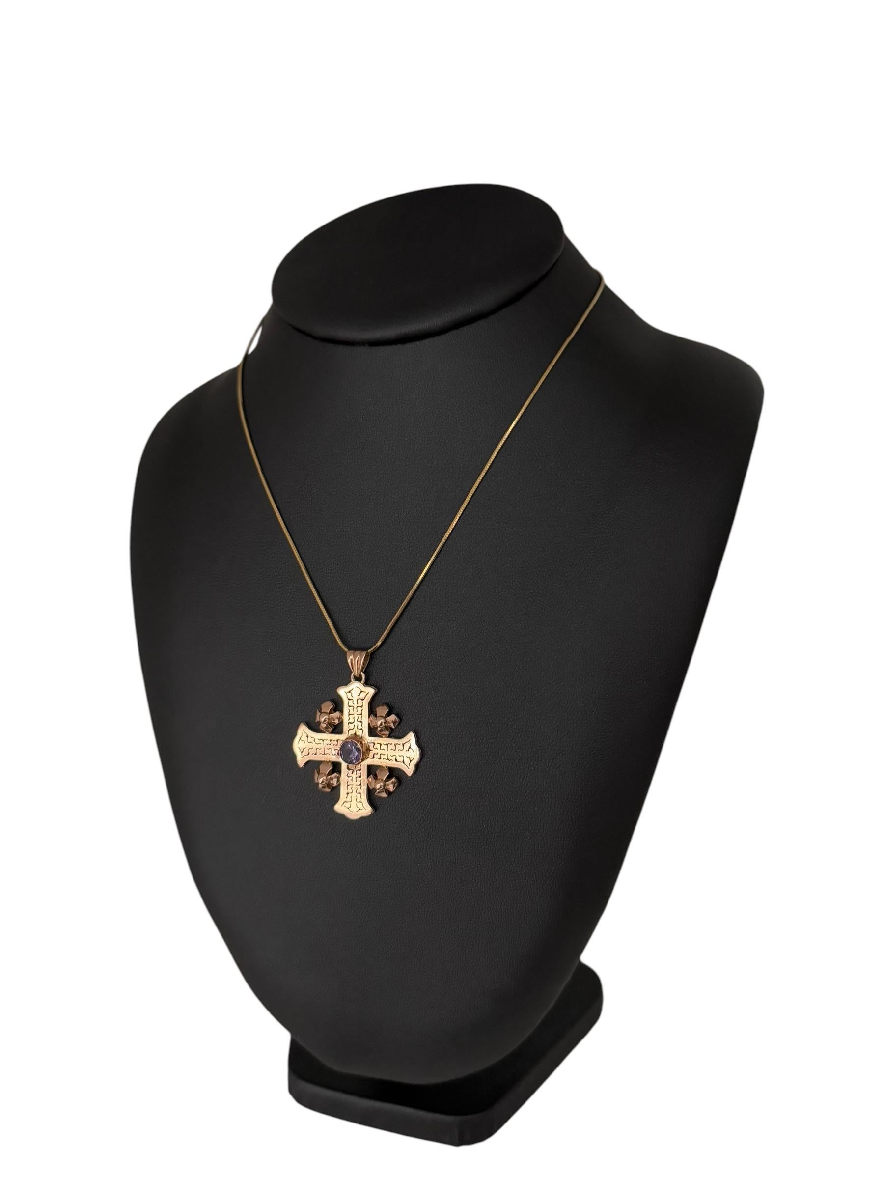 Templar Cross 14 karat Rose Gold with Amethyst 1