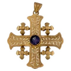 Templar Cross 14 karat Rose Gold with Amethyst