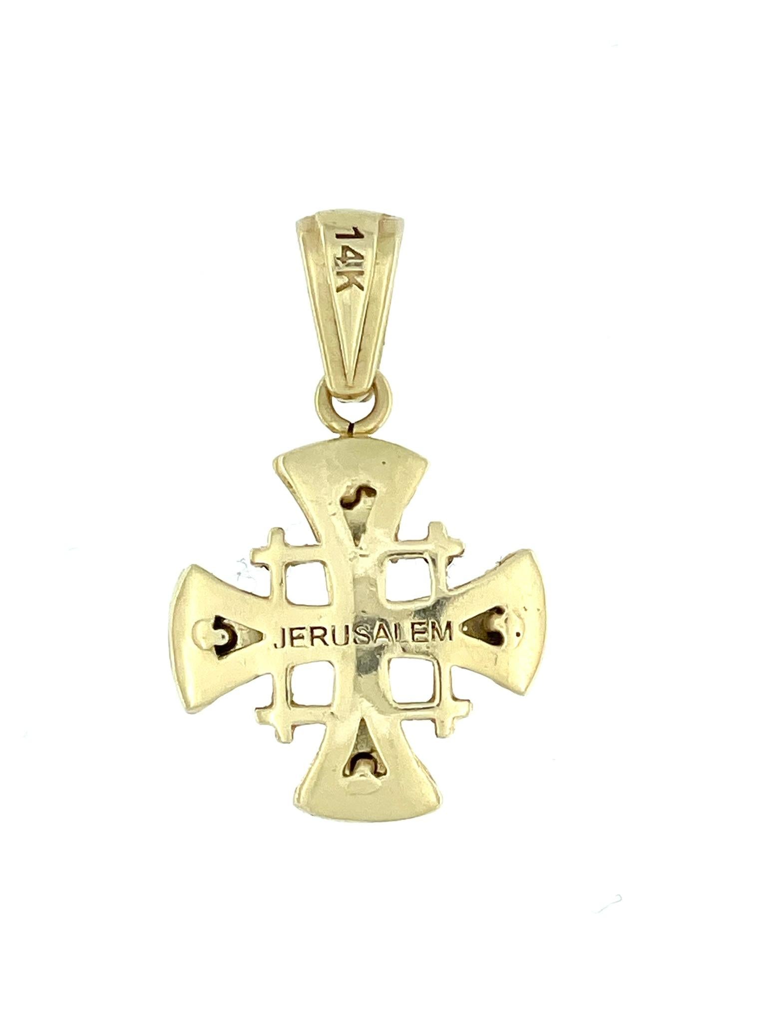 Templar Cross 14 Karat Gelbgold mit schwarzen Diamanten und Emaille (Kunsthandwerker*in) im Angebot