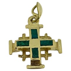 Templar Cross 18 karat Yellow Gold with Malachite
