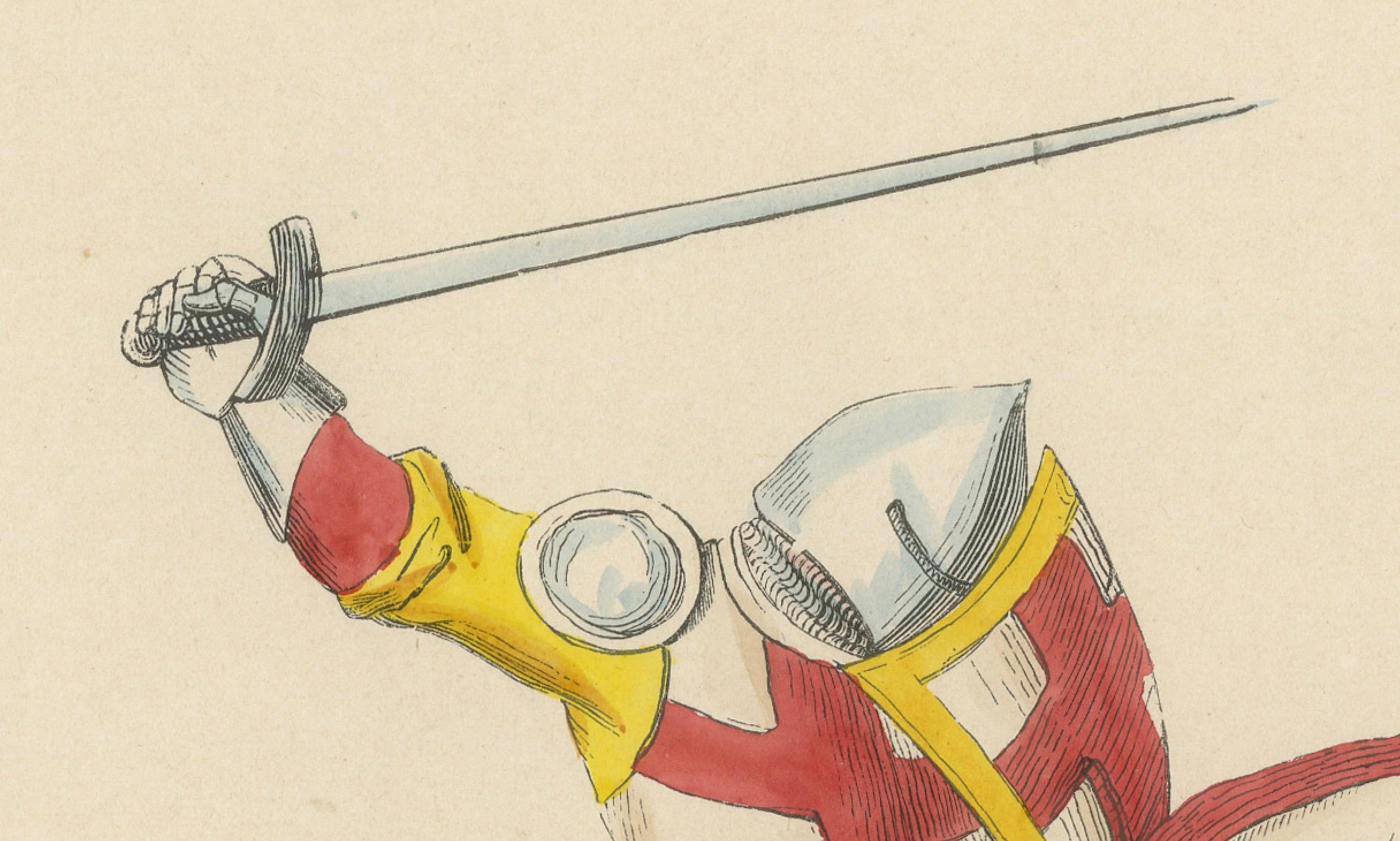 Mid-19th Century Templar Knight in Battle Attire, Costume Di Moyen Age, 1847 For Sale
