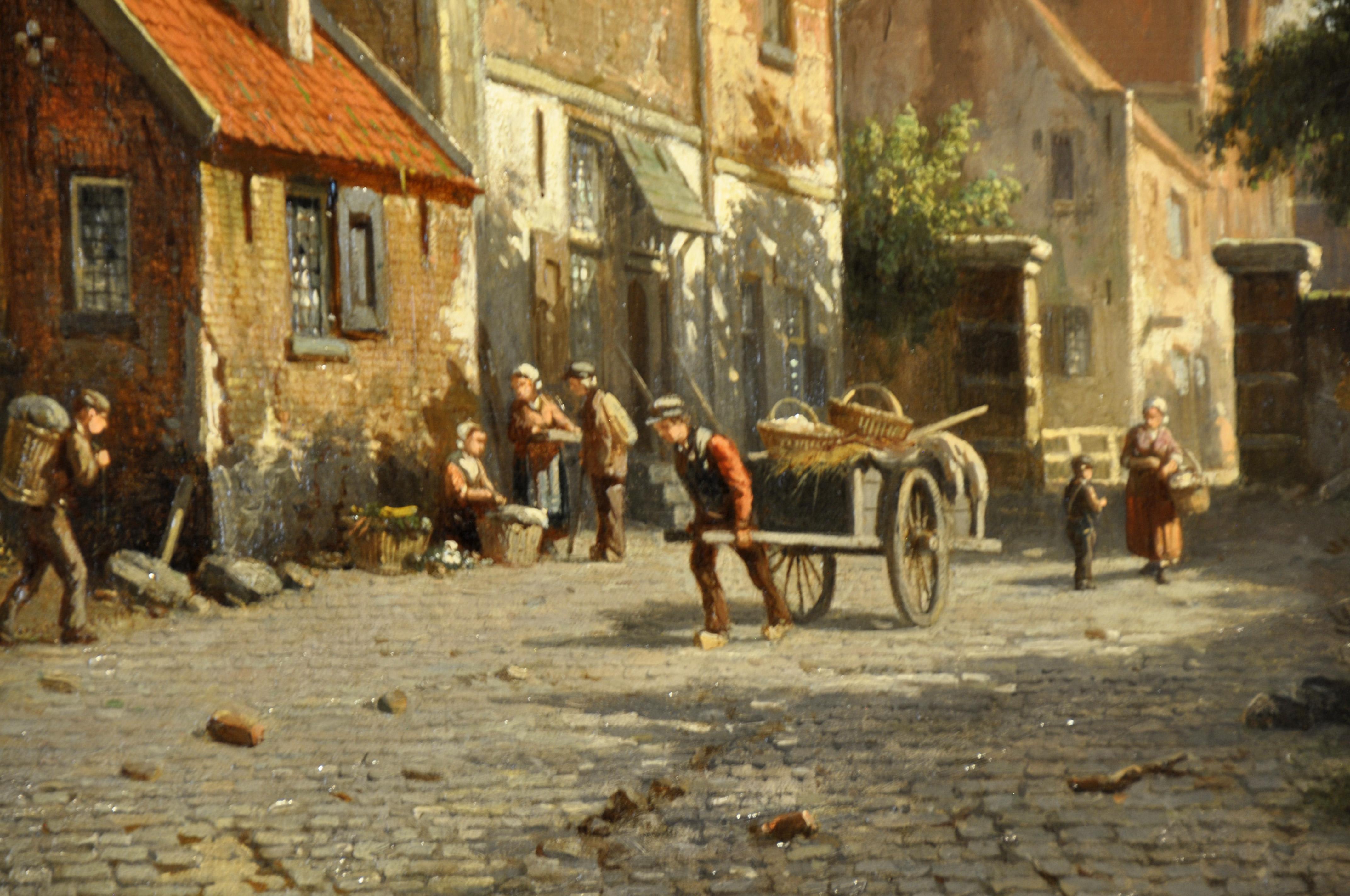 Romantic Unique 19th Century Oil Painting (57.5 x 47 cm) by Dutch Painter A. Eversen For Sale