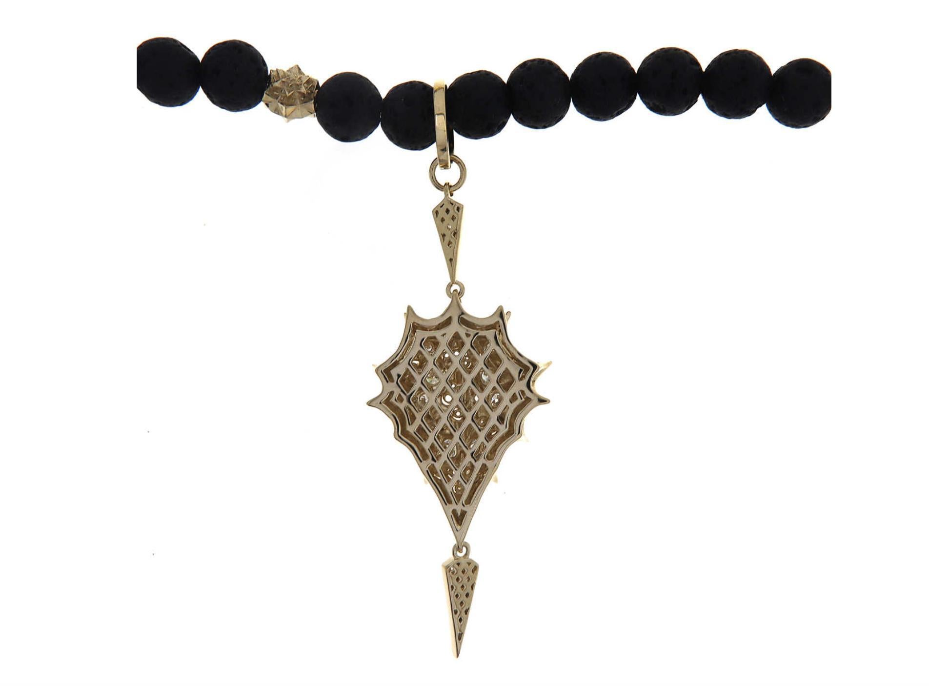 Temple 18K Gold and Lava Stone Necklace In New Condition For Sale In Coral Gables, FL