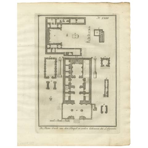 Temple and Buildings of the Labyrinth, Hawara – Floor Plan Engraving, Egypt 1776