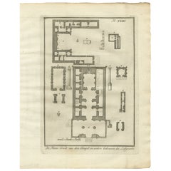 Templo y edificios del Laberinto, Hawara - Grabado de planta, Egipto 1776
