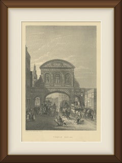 Temple Bar, Fleet Street, Victorian London, Antique Engraving, circa 1879