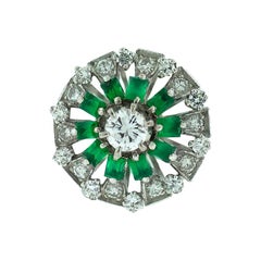 Green Emerald and Diamond, 1.35 Carat Estate Ring Circa 1960
