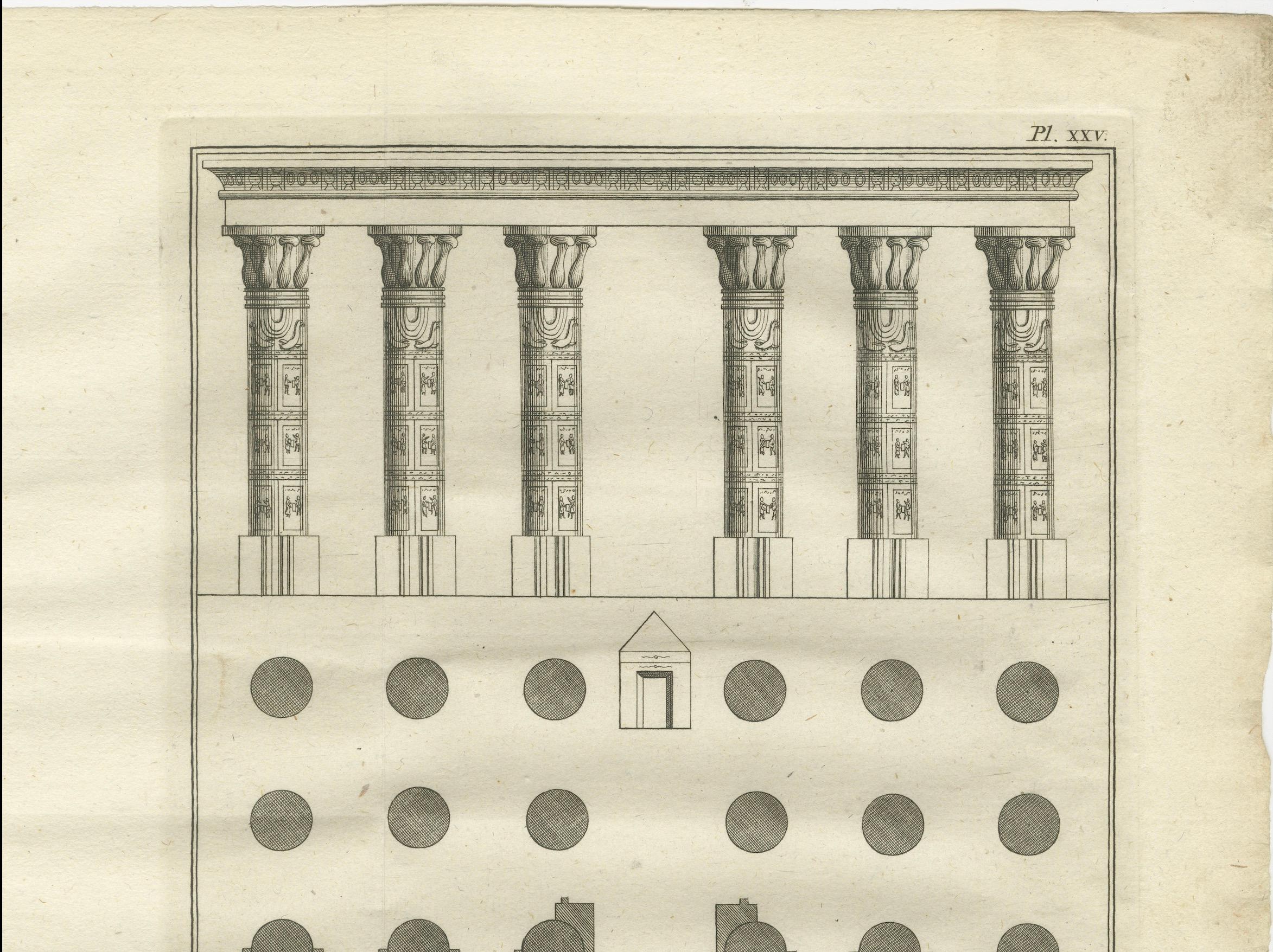Titolo: Galleria del tempio di Gau e tomba rupestre presso Hajar Silsila - Incisione egiziana, 1776

Descrizione:
Questa antica incisione del 1776 illustra gli elementi architettonici di una galleria templare a Gau (oggi Qau el-Kebir) e di una
