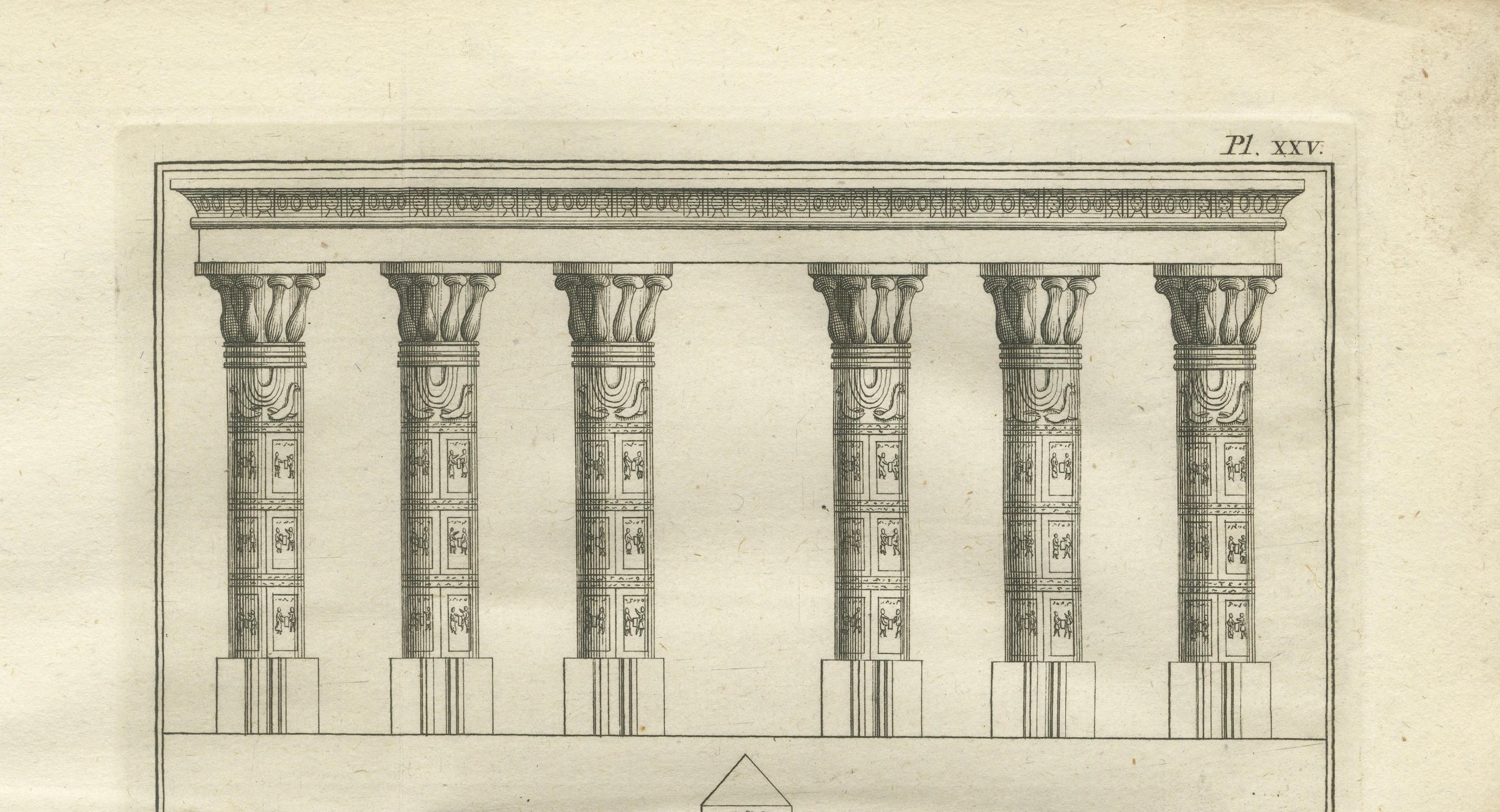 XVIII secolo Galleria del tempio di Gau e tomba rupestre presso Hajar Silsila - Incisione egiziana, 1776 in vendita
