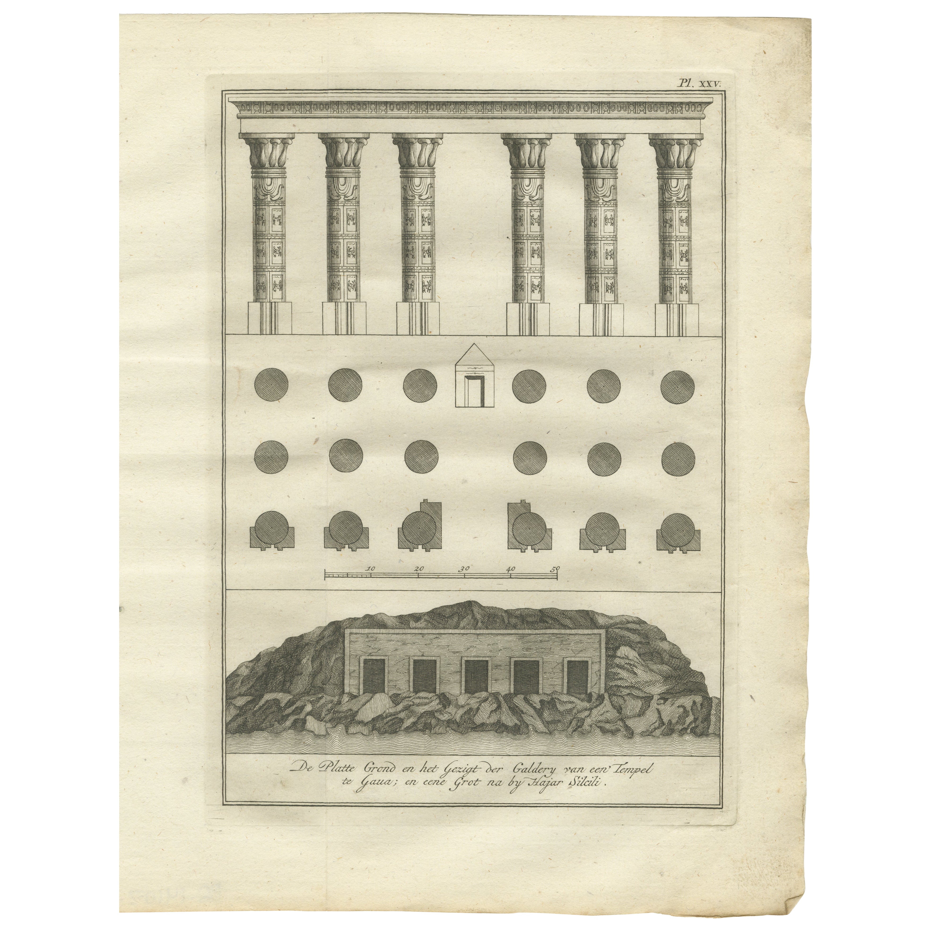 Galería del Templo de Gau y Tumba de Roca cerca de Hajar Silsila - Egipto Grabado, 1776