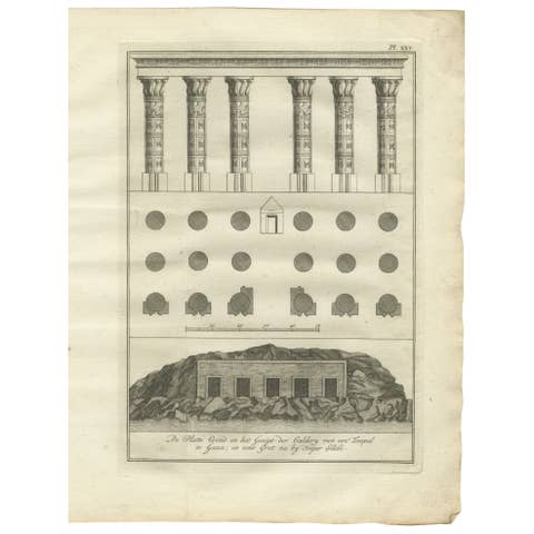 Temple Gallery at Gau and Rock Tomb near Hajar Silsila – Egypt Engraving, 1776