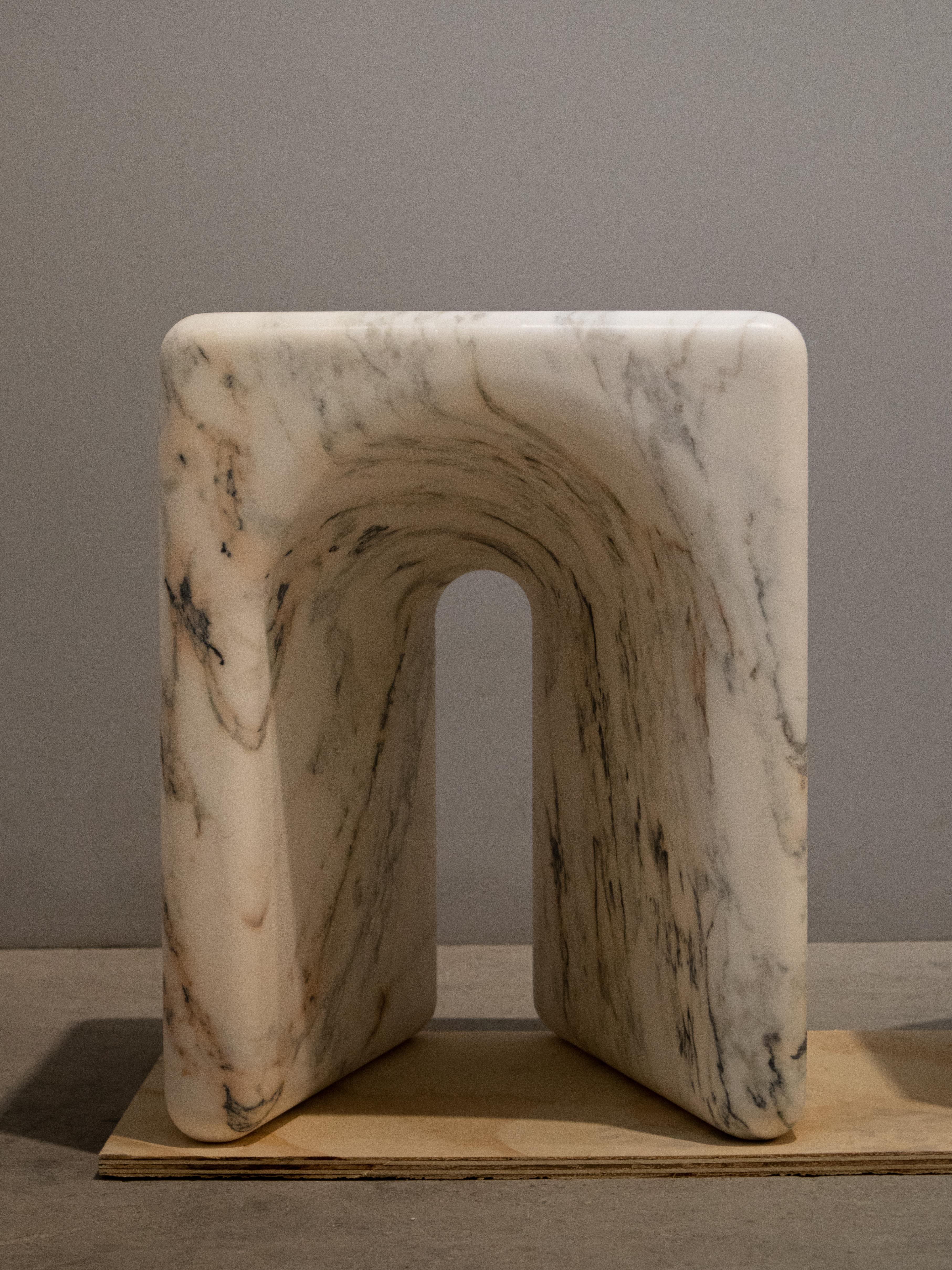 Modern Temple Marble Stool (Rounded) by Serafini For Sale
