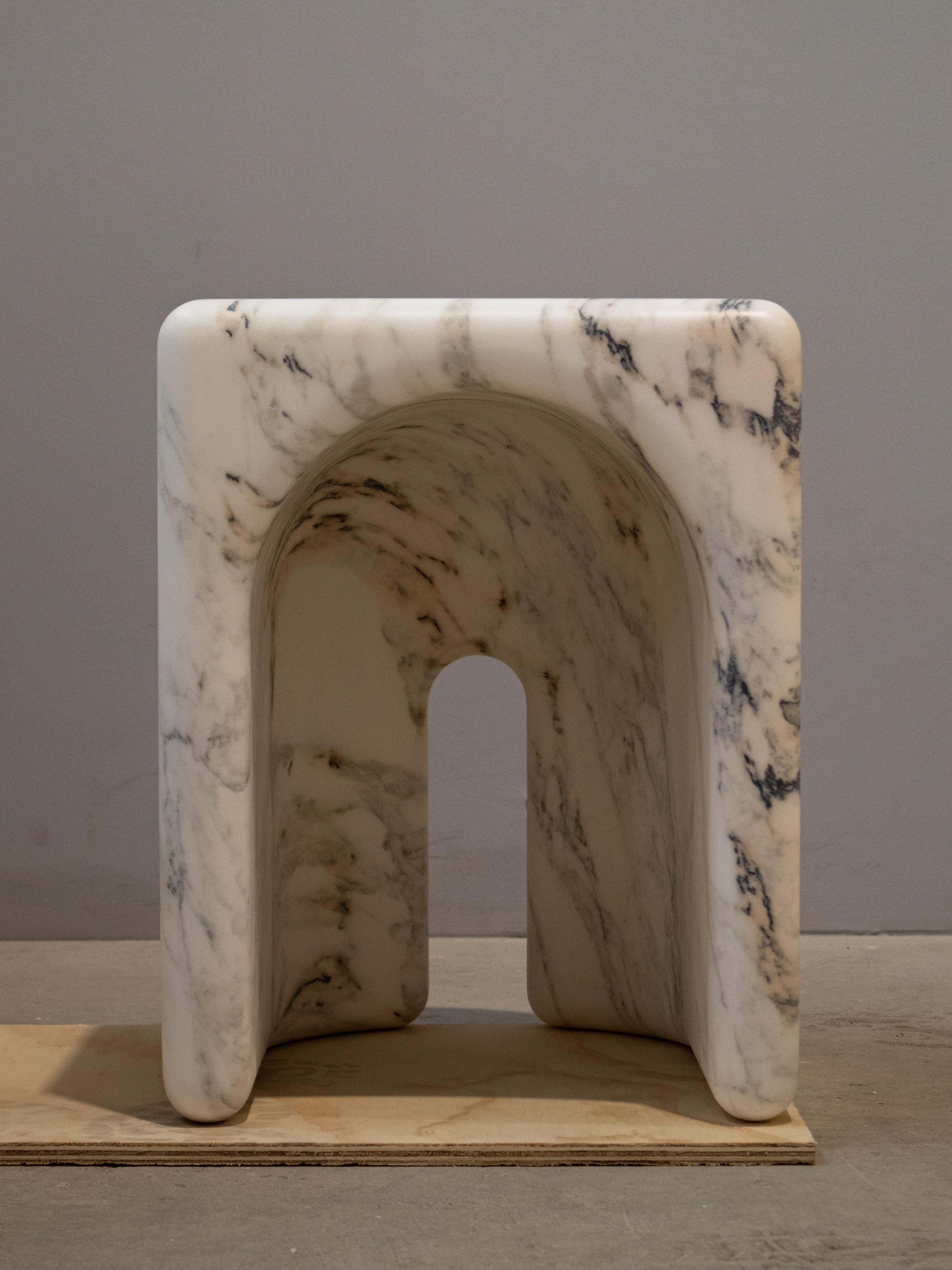 Italian Temple Marble Stool (Rounded) by Serafini For Sale