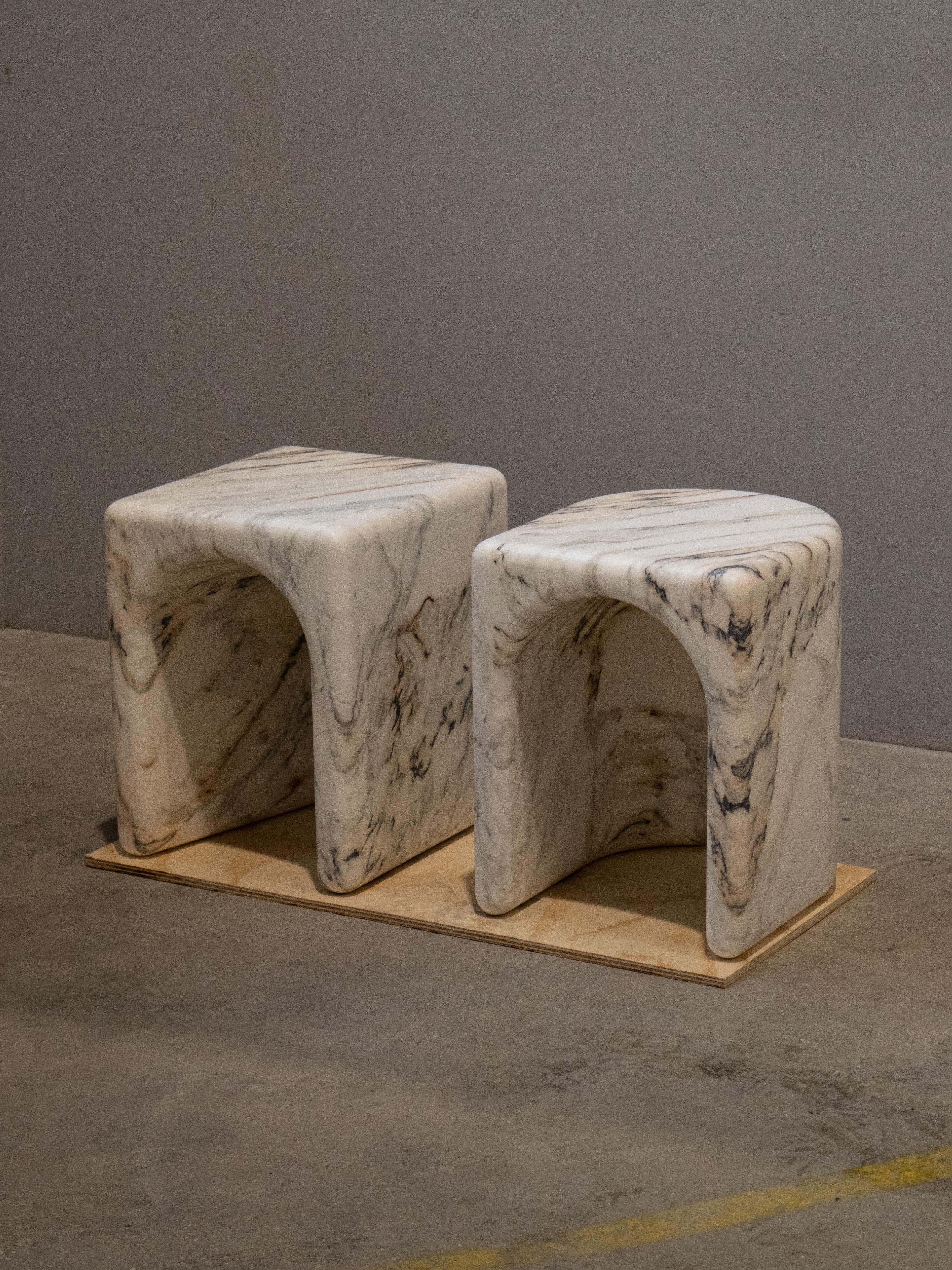 Temple Marble Stool (Rounded) by Serafini In New Condition For Sale In London, GB