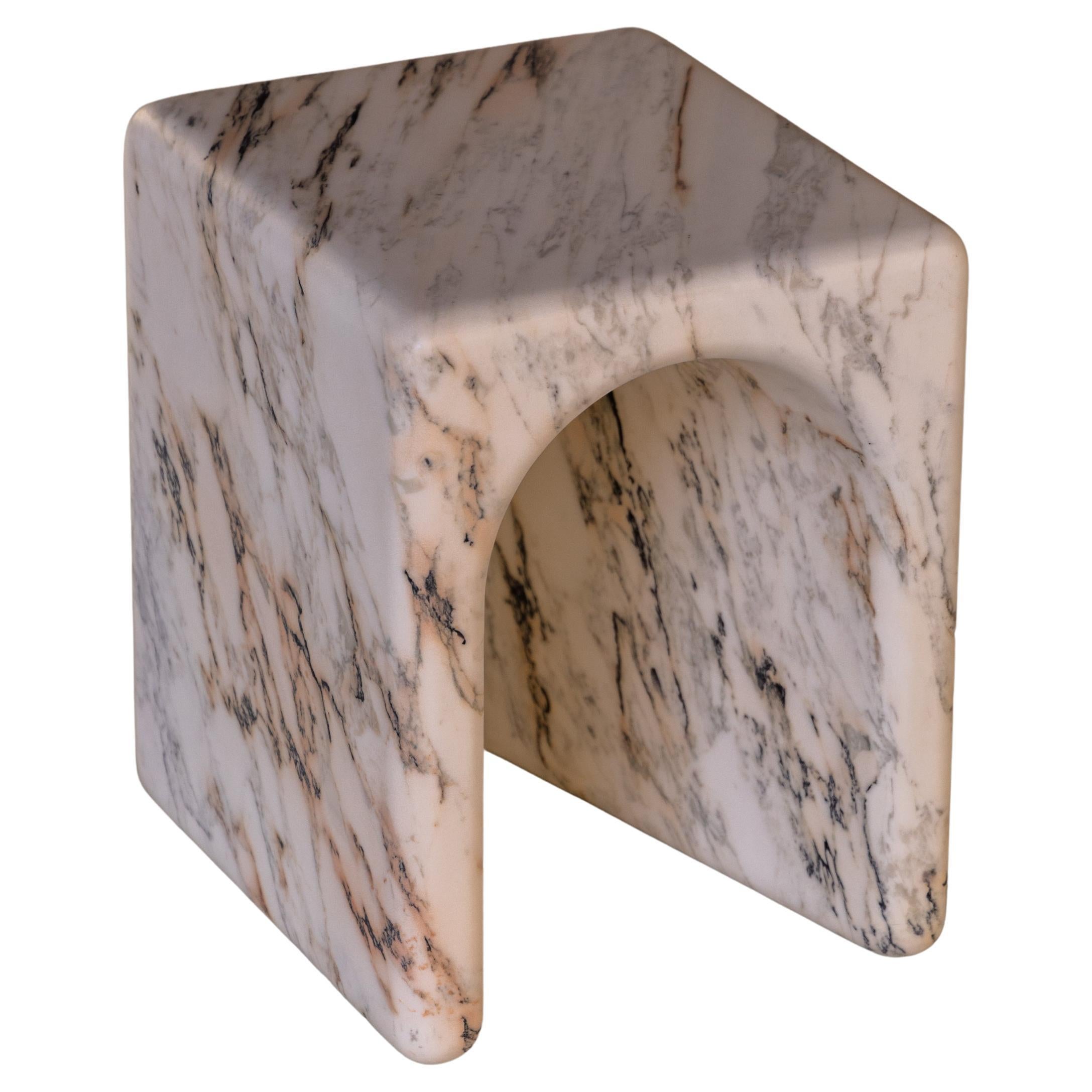 Temple Marble Stool (Rounded) by Serafini For Sale