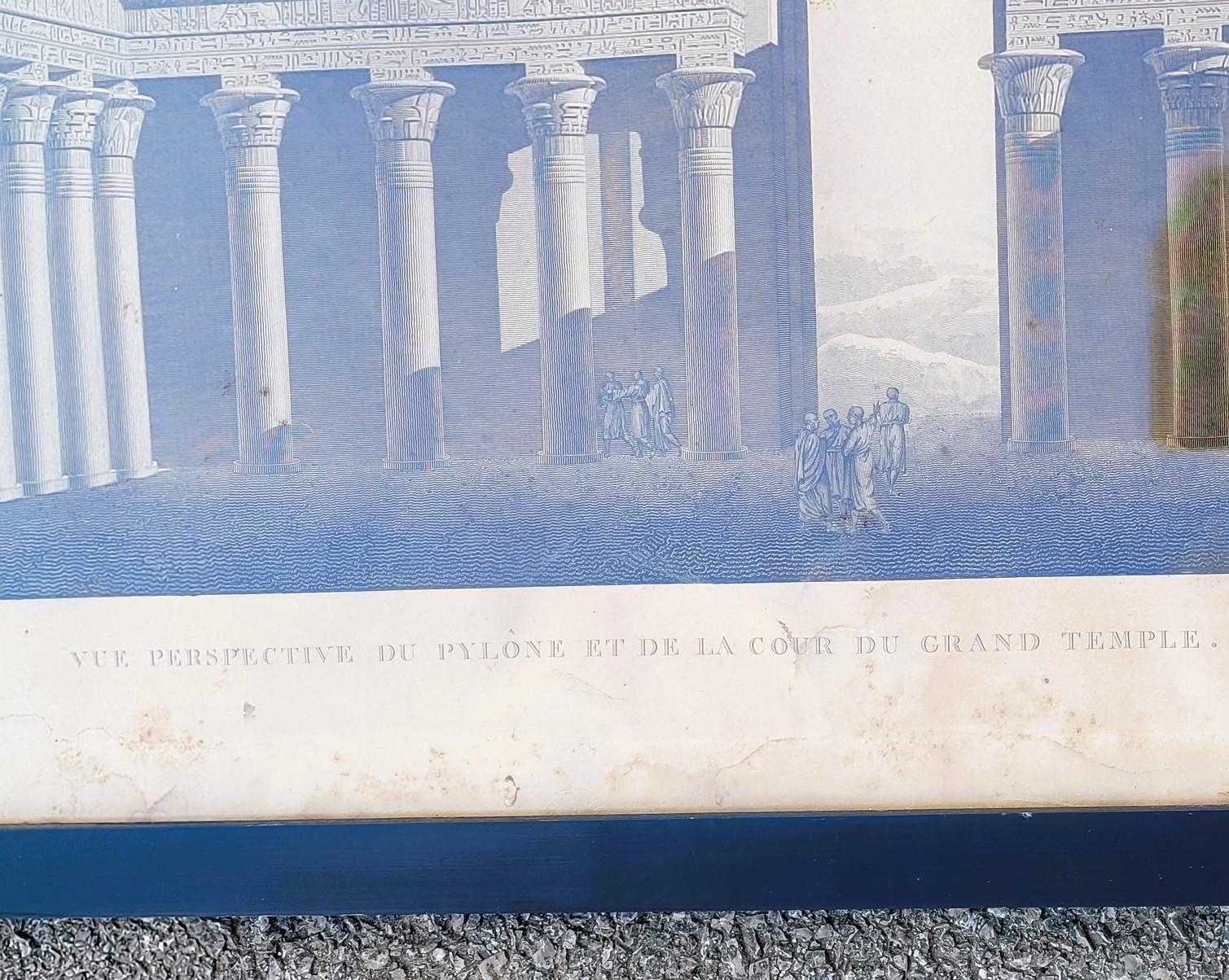 Temple Of Edfu, Framed Engraving 19th Century In Good Condition For Sale In MARSEILLE, FR